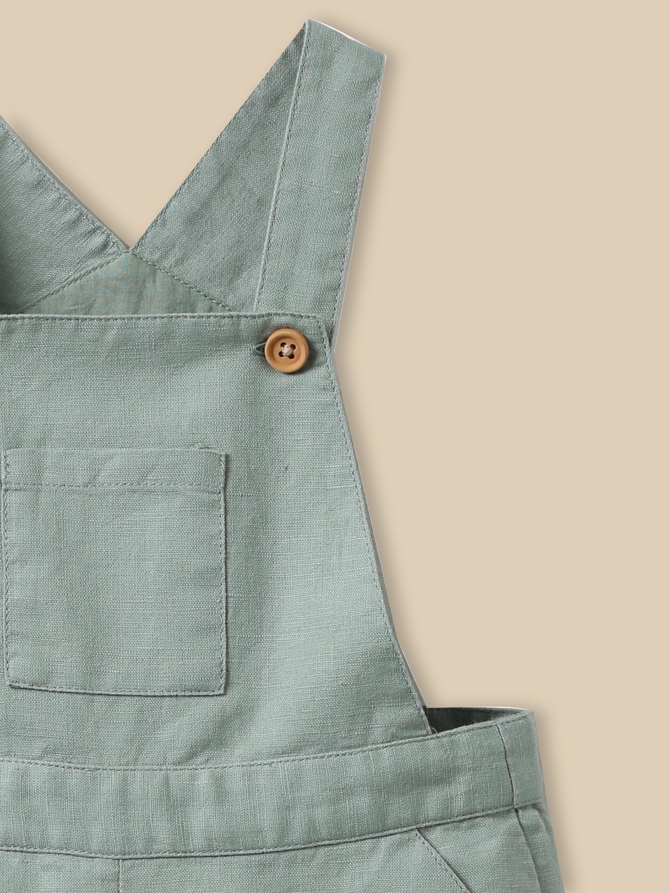 Baby-Latzhose aus Leinen und Baumwolle, kurz