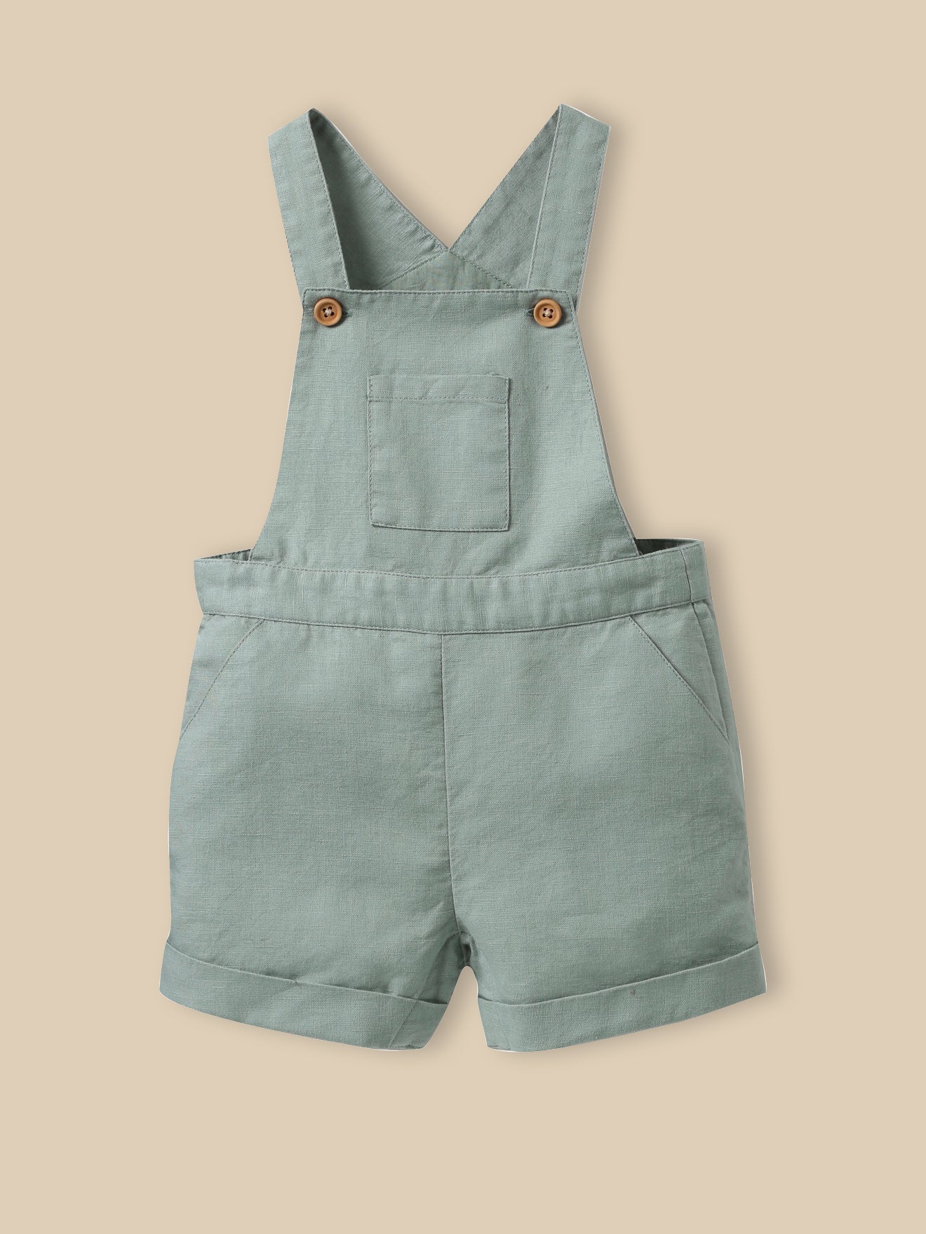 Baby-Latzhose aus Leinen und Baumwolle, kurz