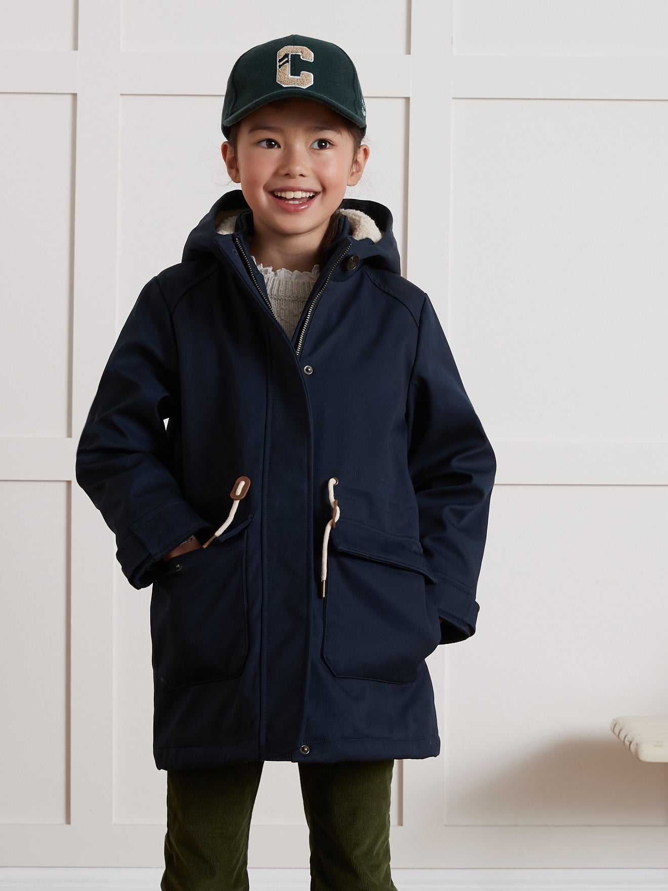 Mädchen-Parka im Marine-Stil mit Sherpa-Futter