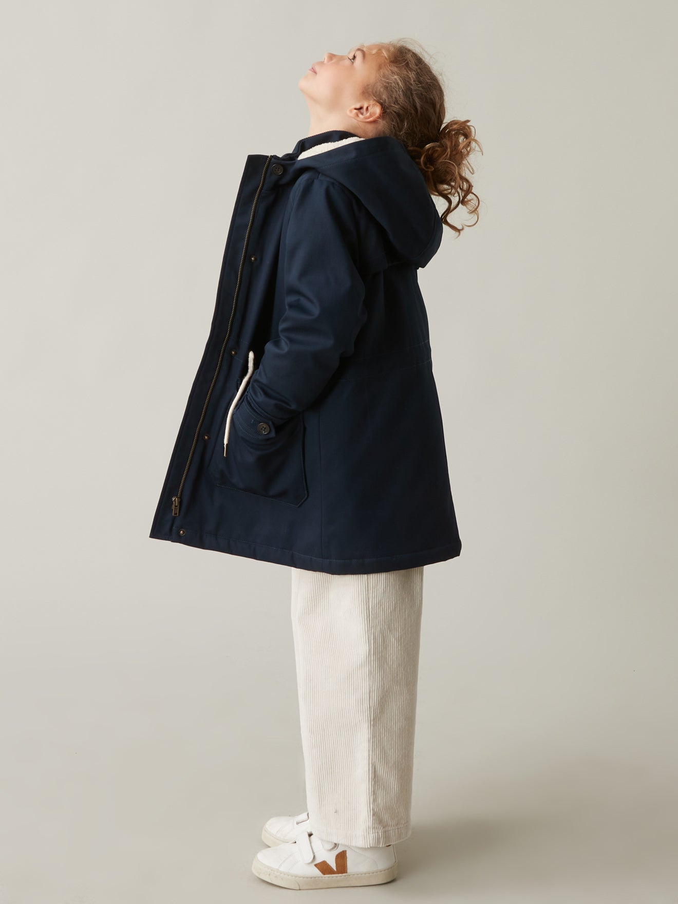 Mädchen-Parka im Marine-Stil mit Sherpa-Futter