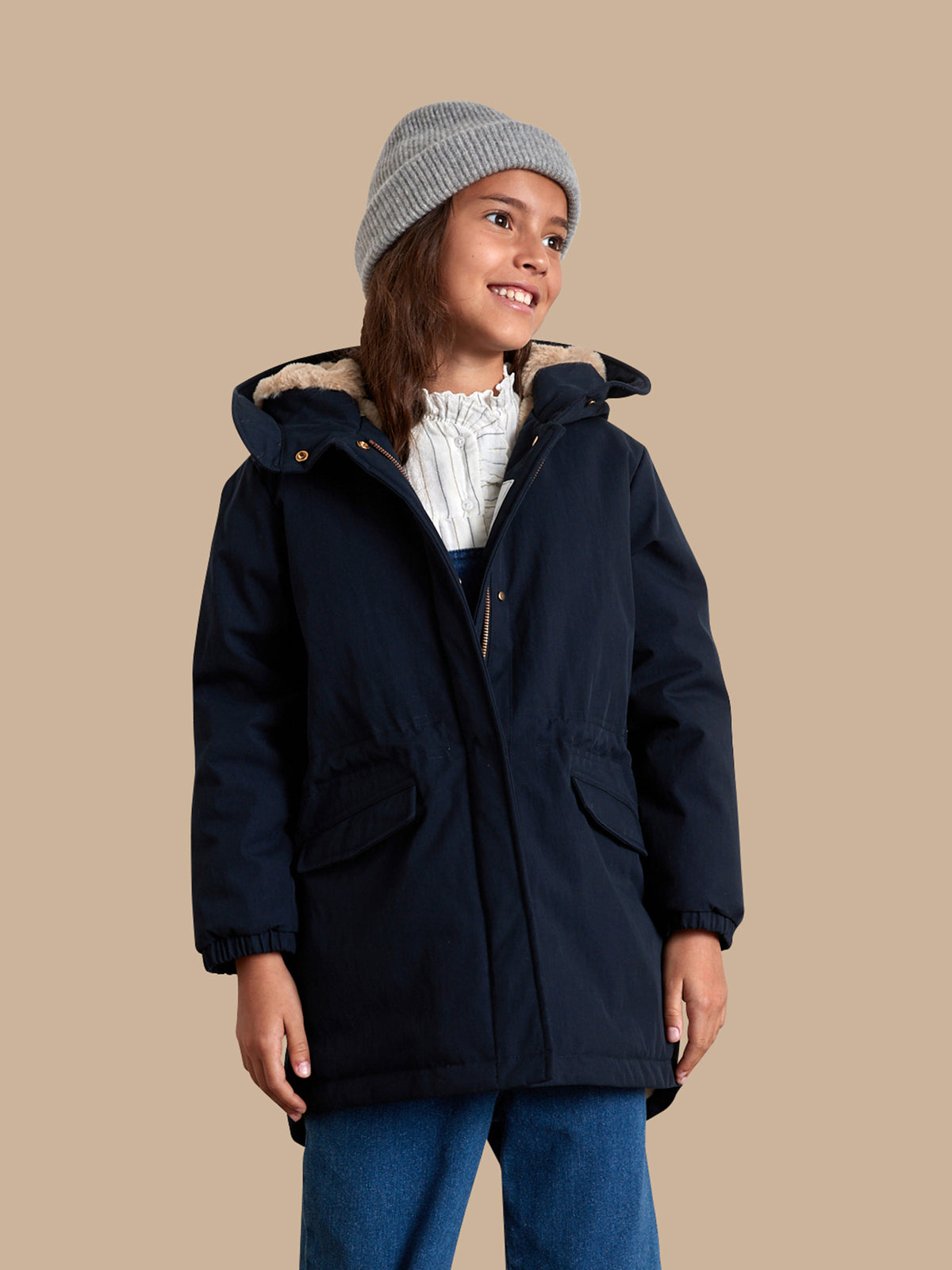 Mädchen-Parka mit Futter aus Pelzimitat