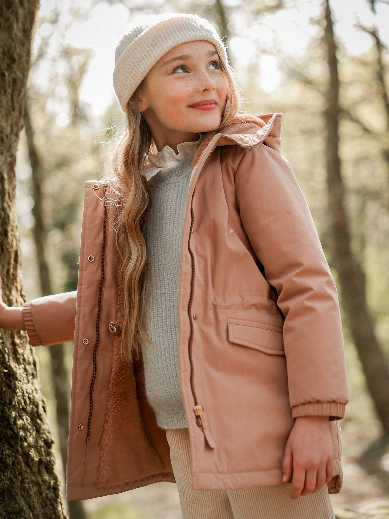 Mädchen-Parka mit Futter aus Pelzimitat