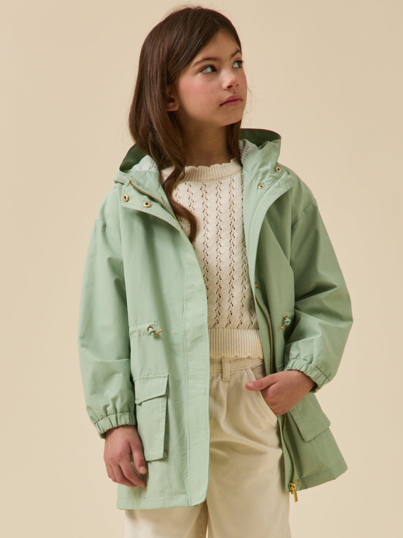 Mädchen-Parka, leicht und wasserabweisend