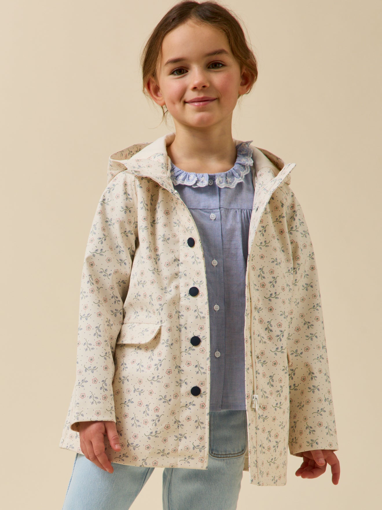 Mädchen-Regenjacke mit Kapuze – « Lily »-Print
