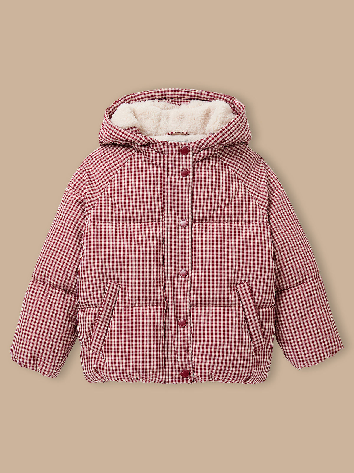 Mädchen-Steppjacke mit Vichy-Karomuster