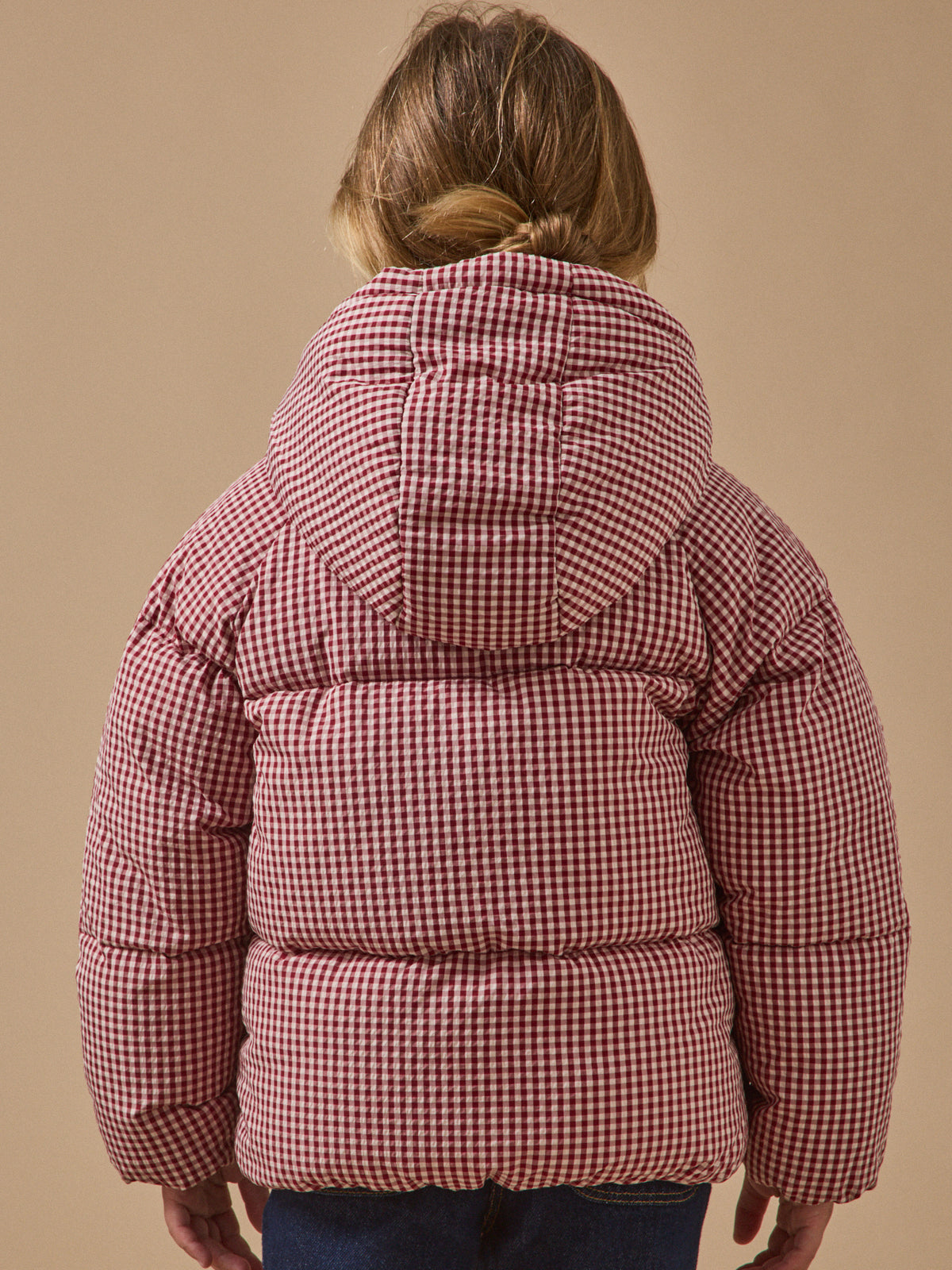 Mädchen-Steppjacke mit Vichy-Karomuster