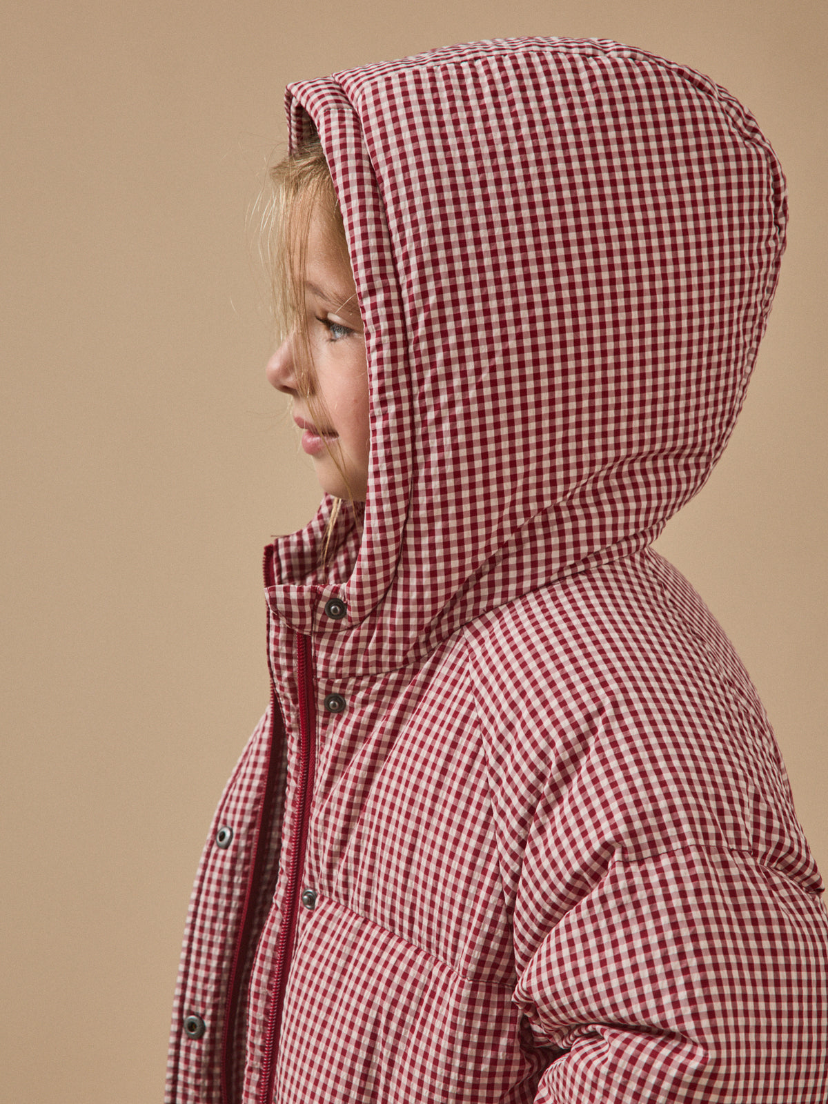Mädchen-Steppjacke mit Vichy-Karomuster