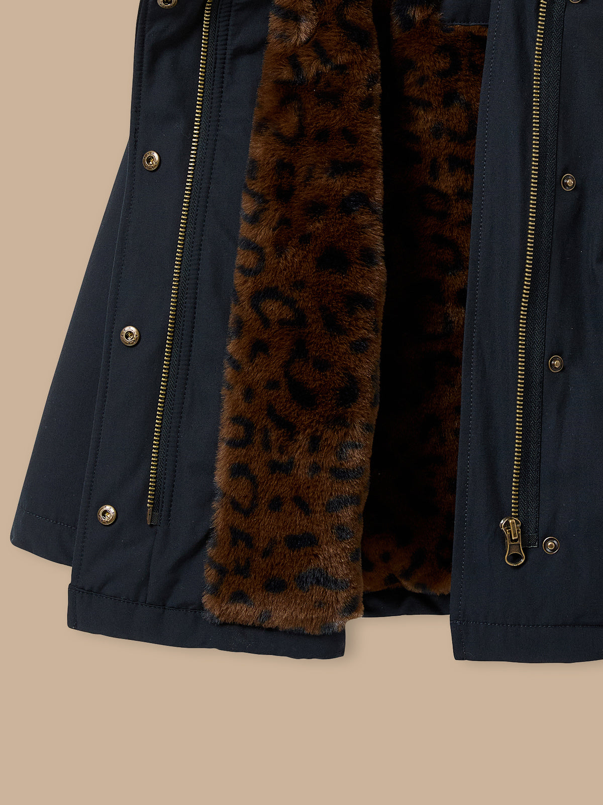 Mädchen-Parka mit Leopardenfutter