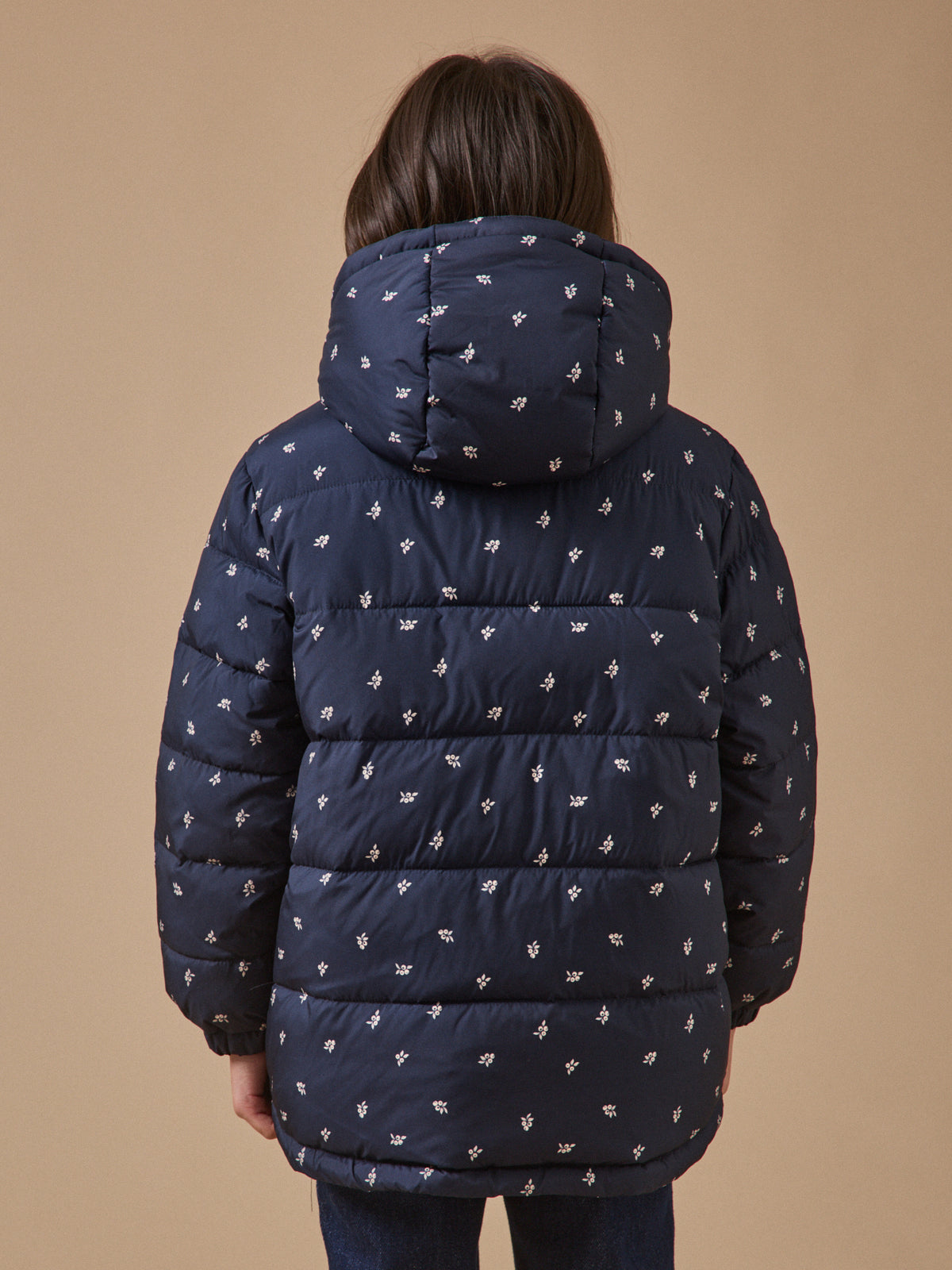 Mädchen-Steppjacke mit Fleecefutter, bedruckt