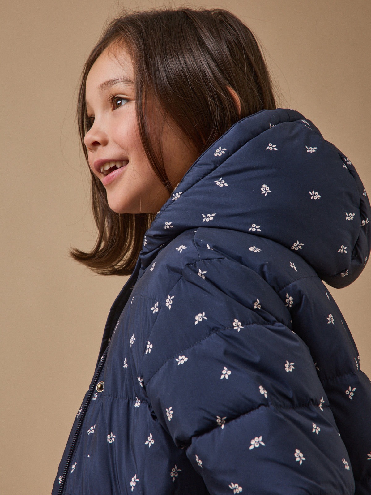 Mädchen-Steppjacke mit Fleecefutter, bedruckt