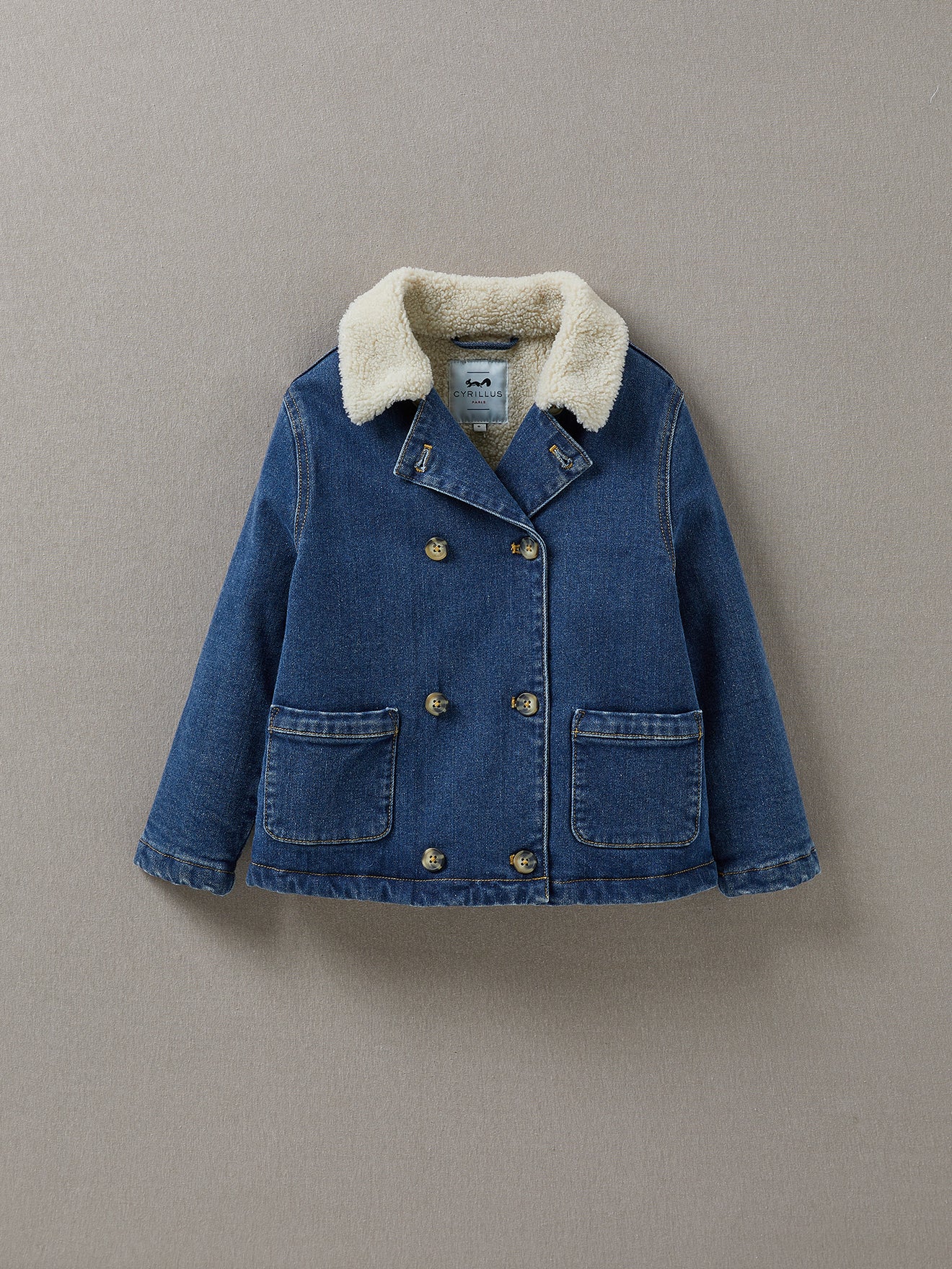 Mädchenjacke aus Denim mit Sherpa-Futter