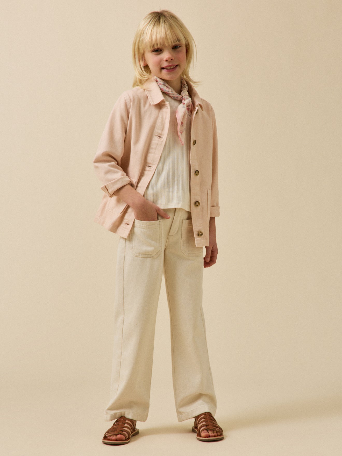 Mädchen-Jeansjacke im « Worker »-Look