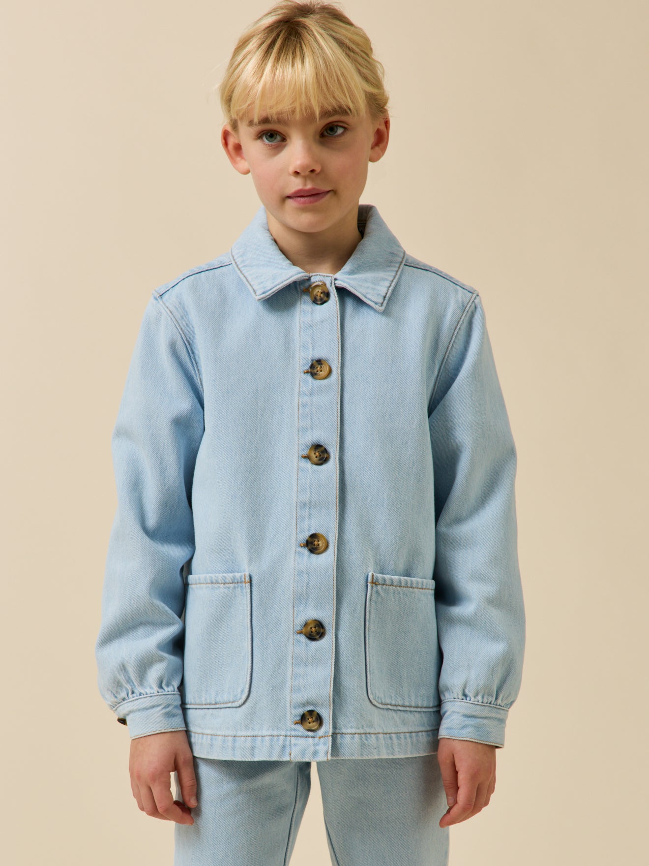 Mädchen-Jeansjacke im « Worker »-Look