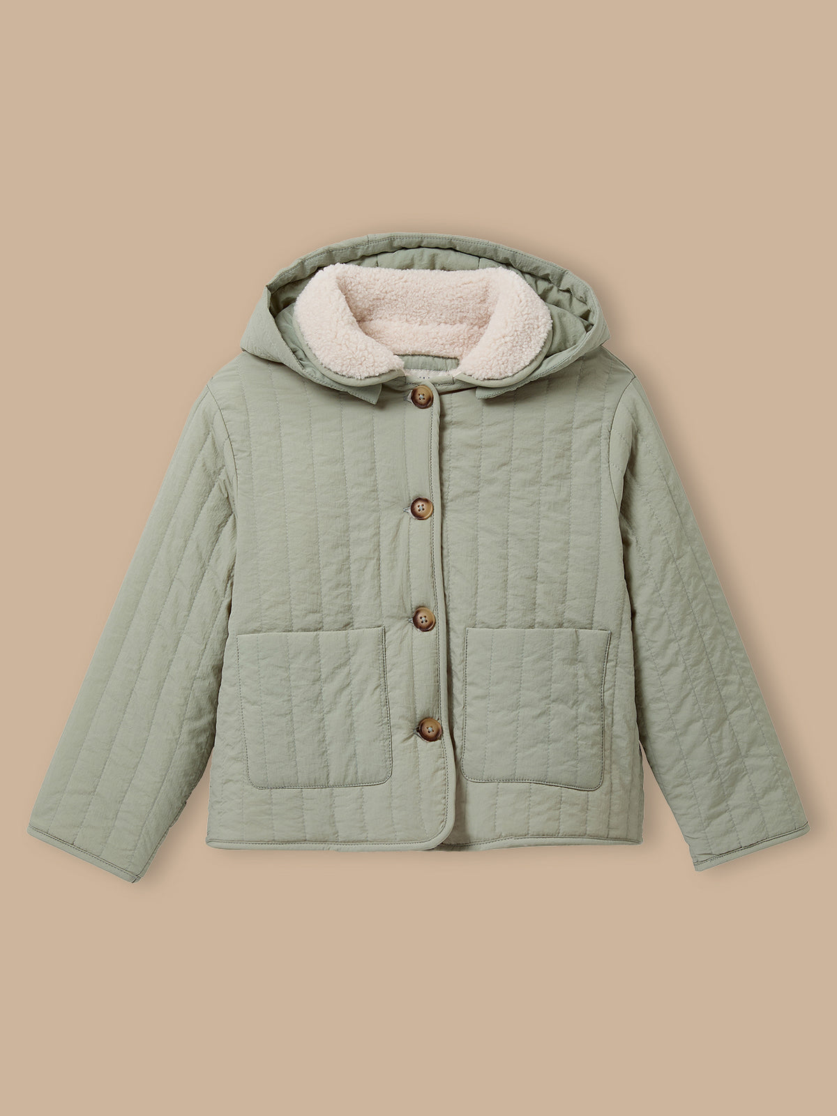 Mädchen Steppjacke mit Sherpa-Kragen
