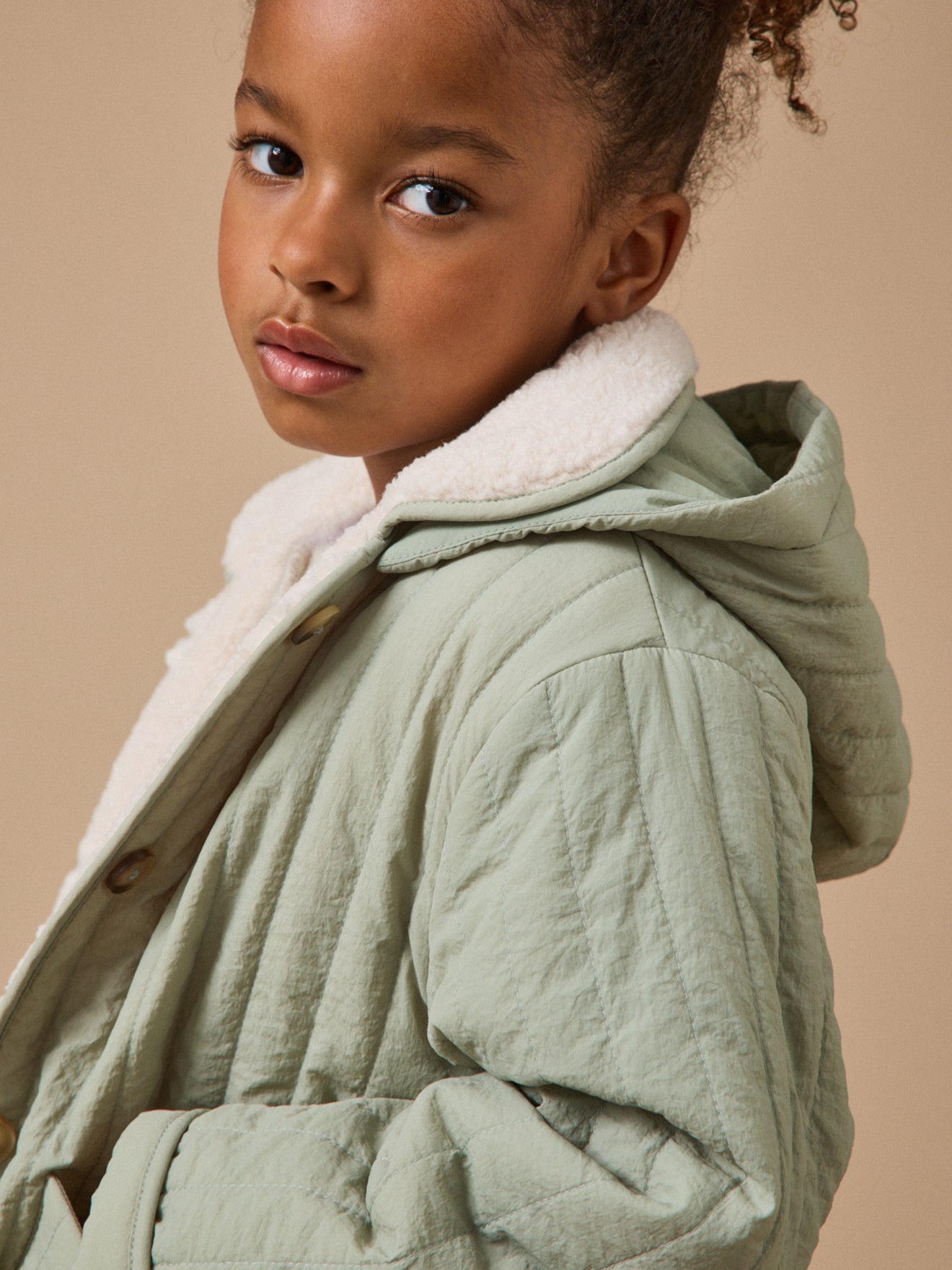 Mädchen Steppjacke mit Sherpa-Kragen