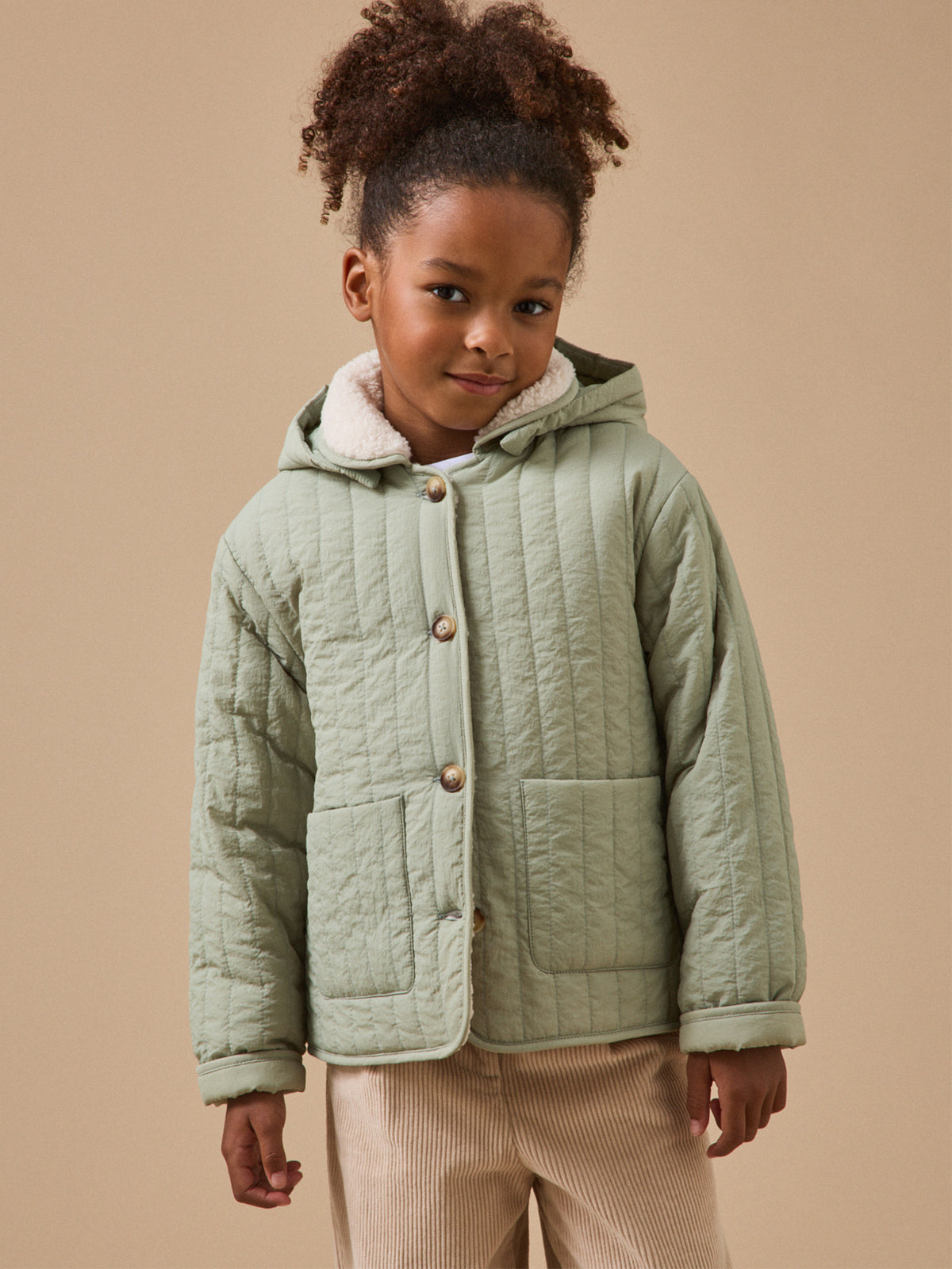 Mädchen Steppjacke mit Sherpa-Kragen