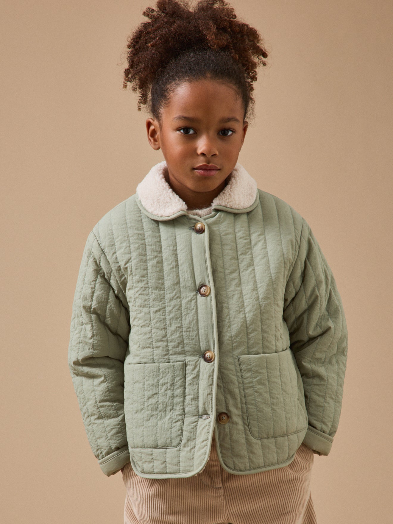 Mädchen Steppjacke mit Sherpa-Kragen