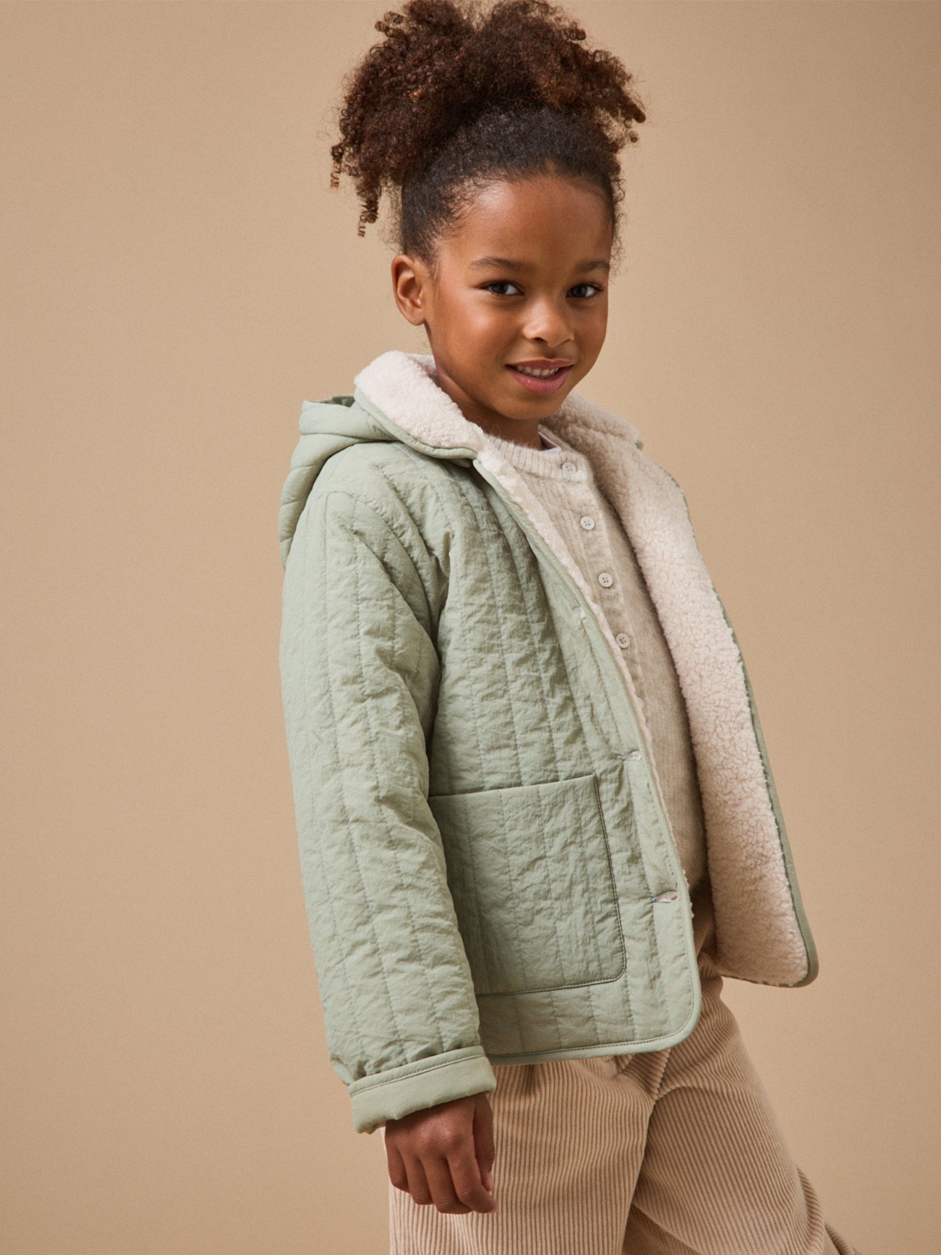 Mädchen Steppjacke mit Sherpa-Kragen