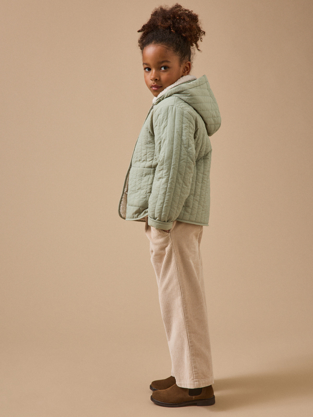 Mädchen Steppjacke mit Sherpa-Kragen
