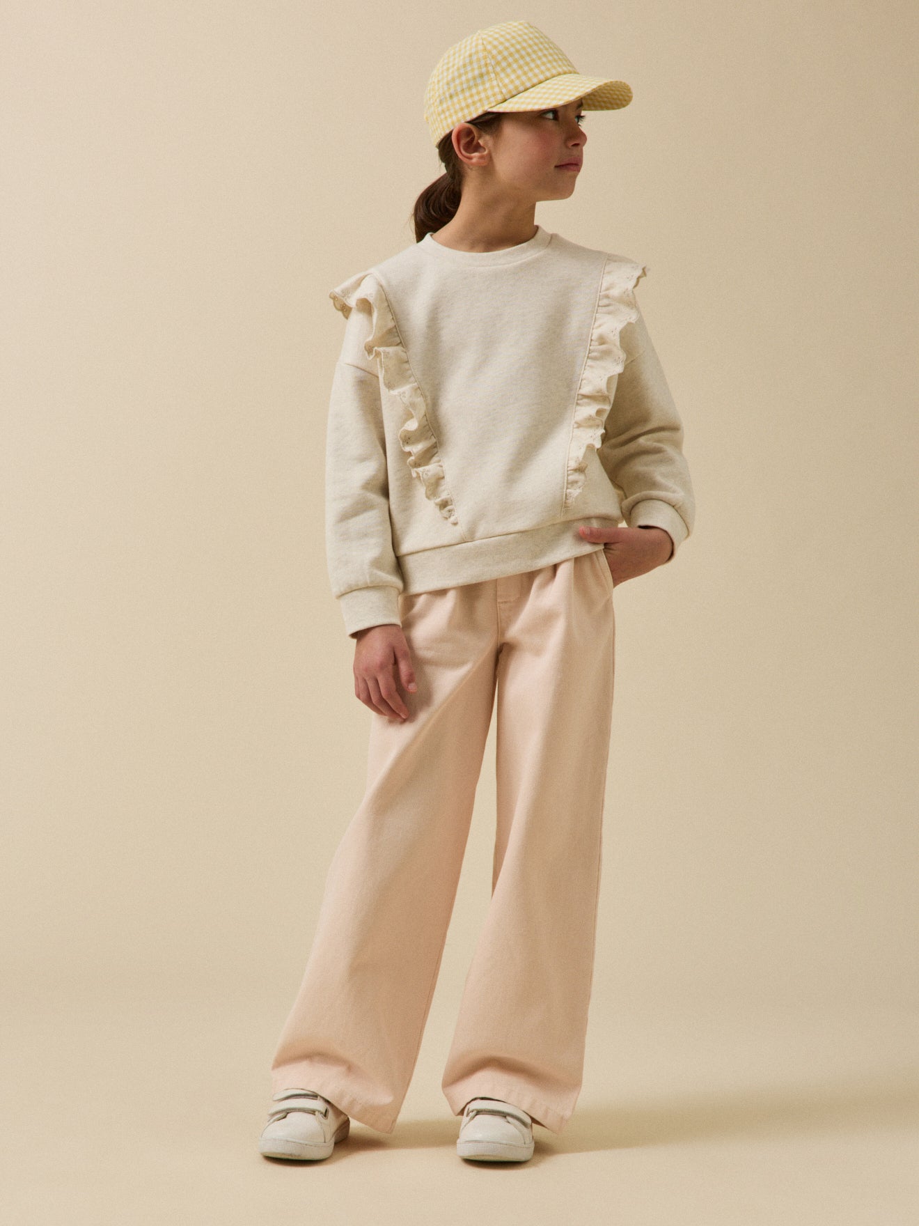 Mädchen-Hose aus gefärbtem Denim, weiter Schnitt – Kollektion « Junior »