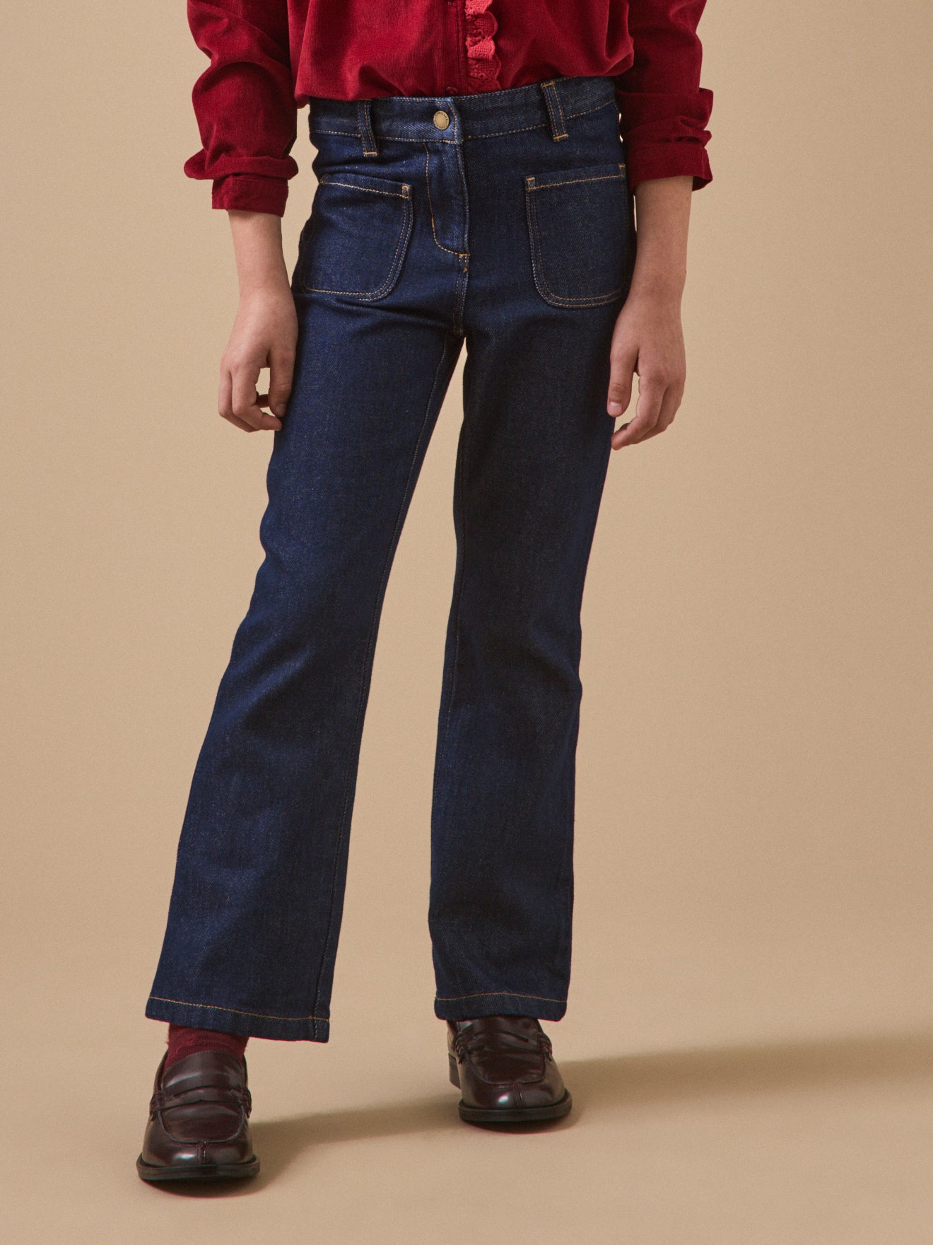 Mädchen-Schlaghose aus Twill-Stoff