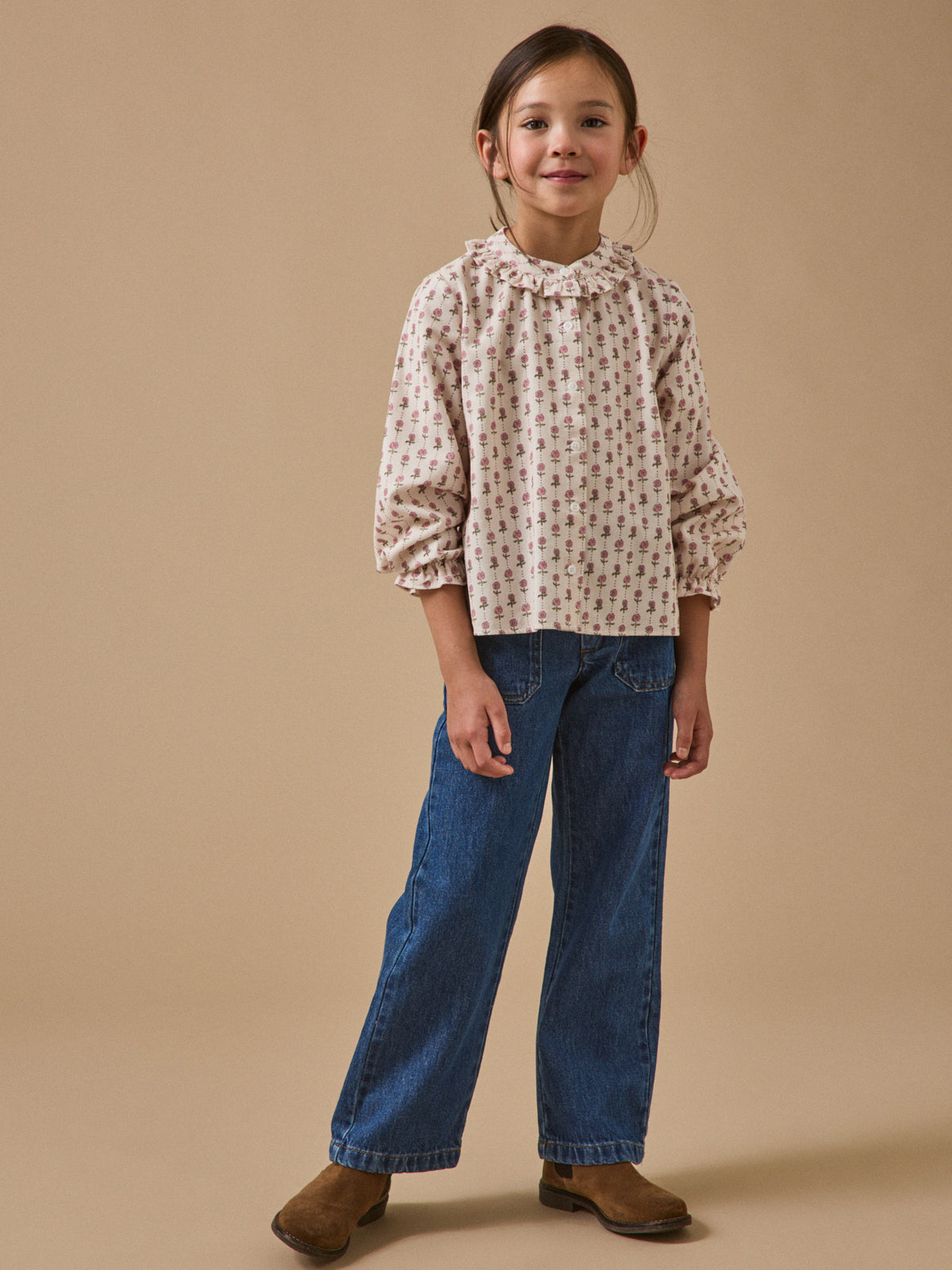 Mädchenhose, gerade geschnitten, aus Denim