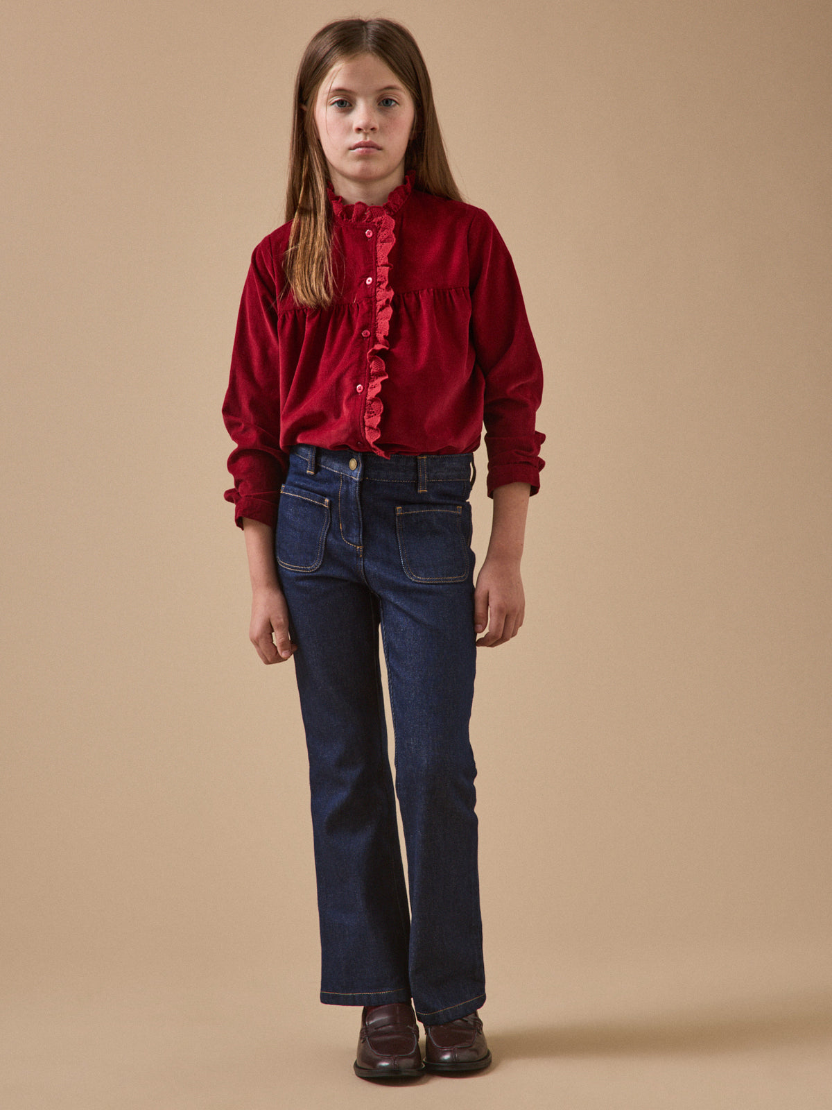 Mädchen-Denimhose, weit