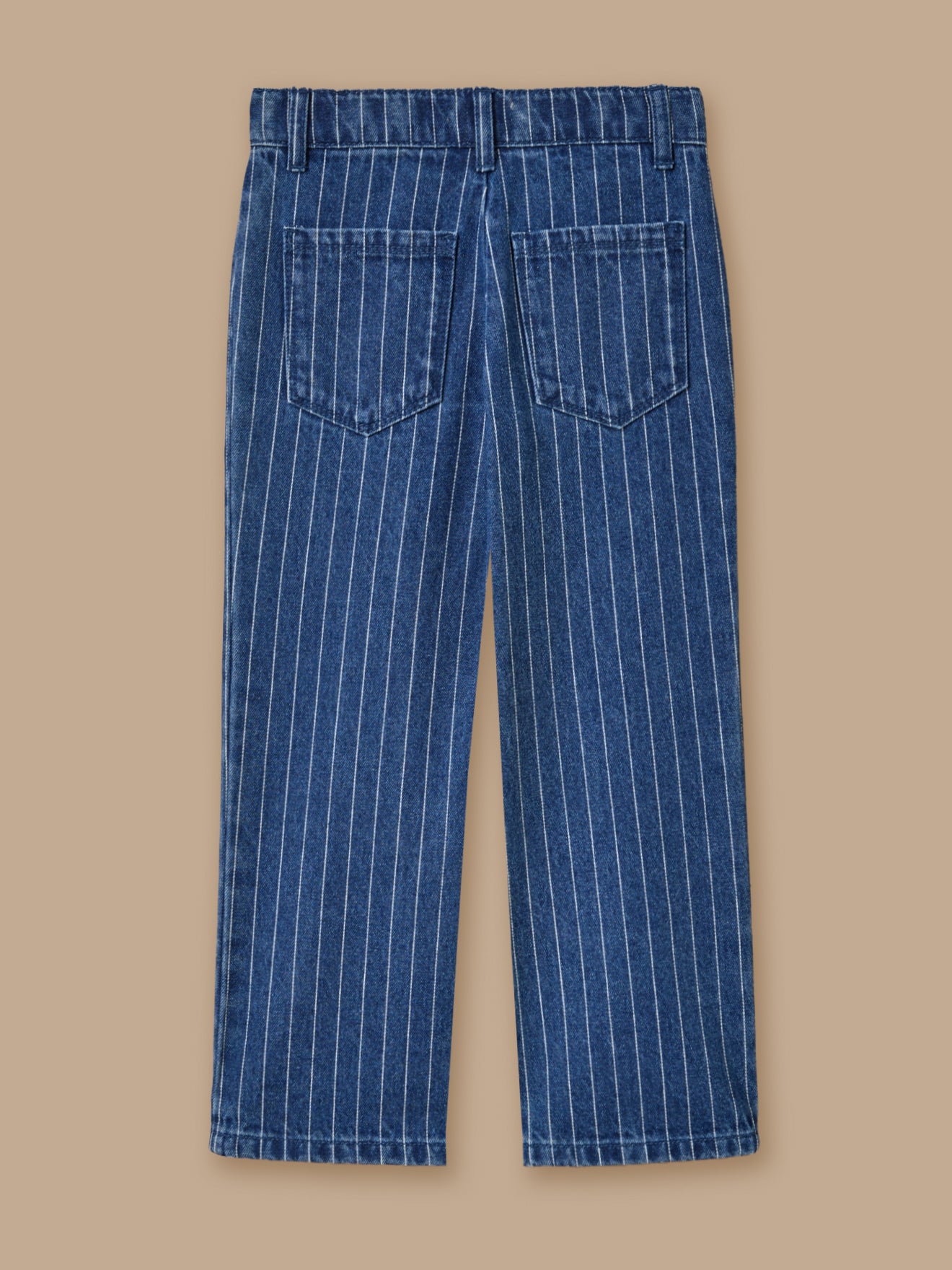 Mädchenhose mit Streifenmuster, geradem Schnitt und Festonbordüre