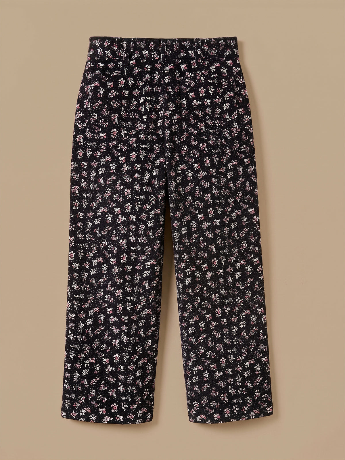 Mädchenhose aus Velours mit weitem Bein und Druckmuster
