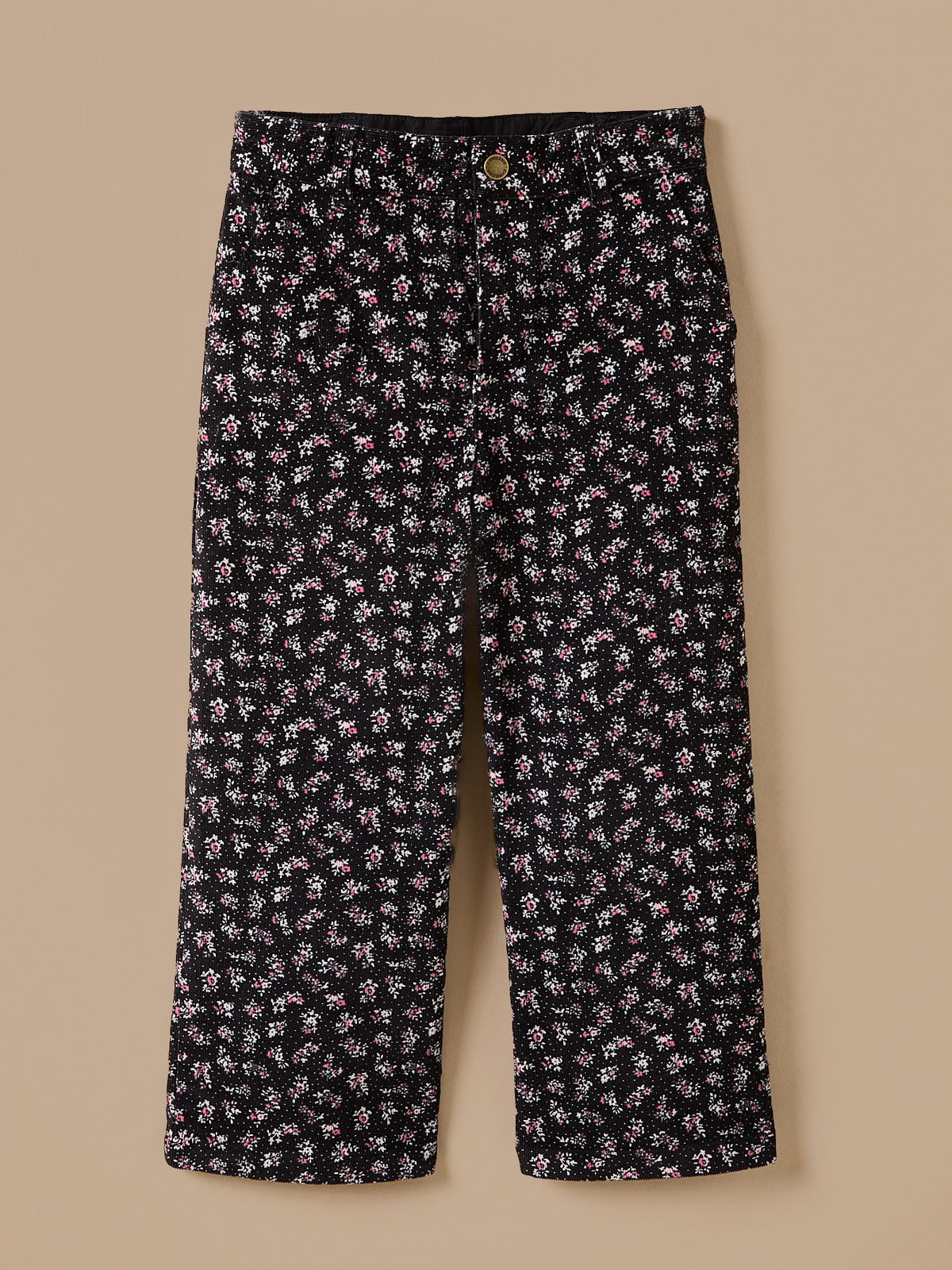 Mädchenhose aus Velours mit weitem Bein und Druckmuster