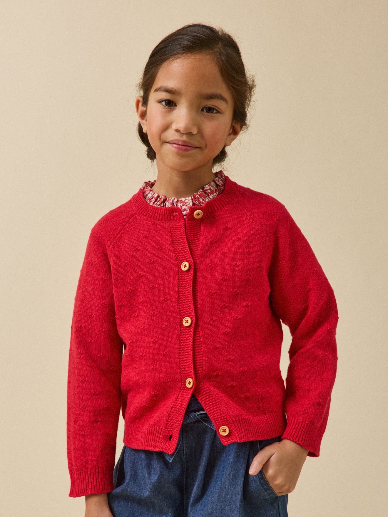 Mädchen-Cardigan mit Musterstrick