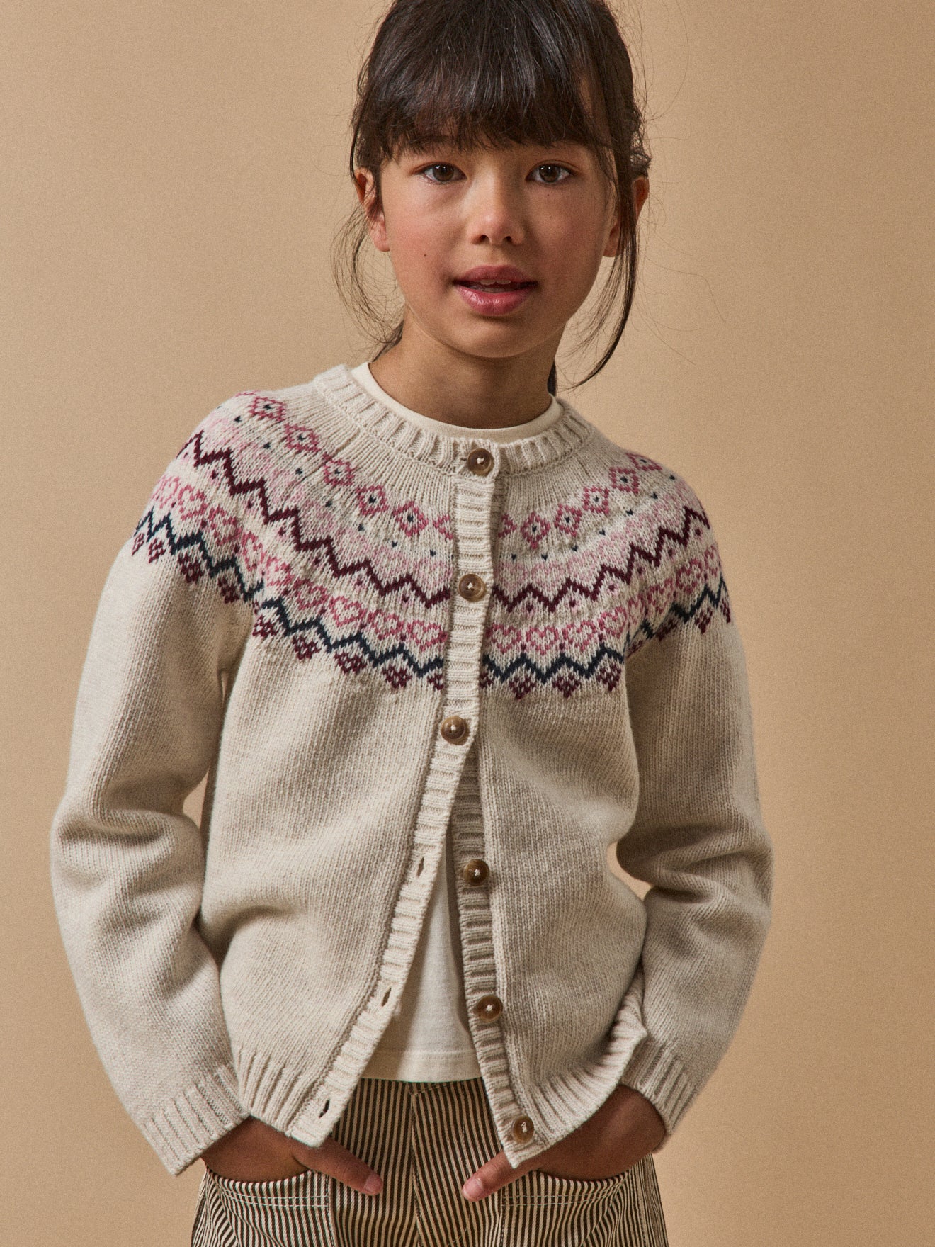 Mädchen-Cardigan mit Jacquard-Muster