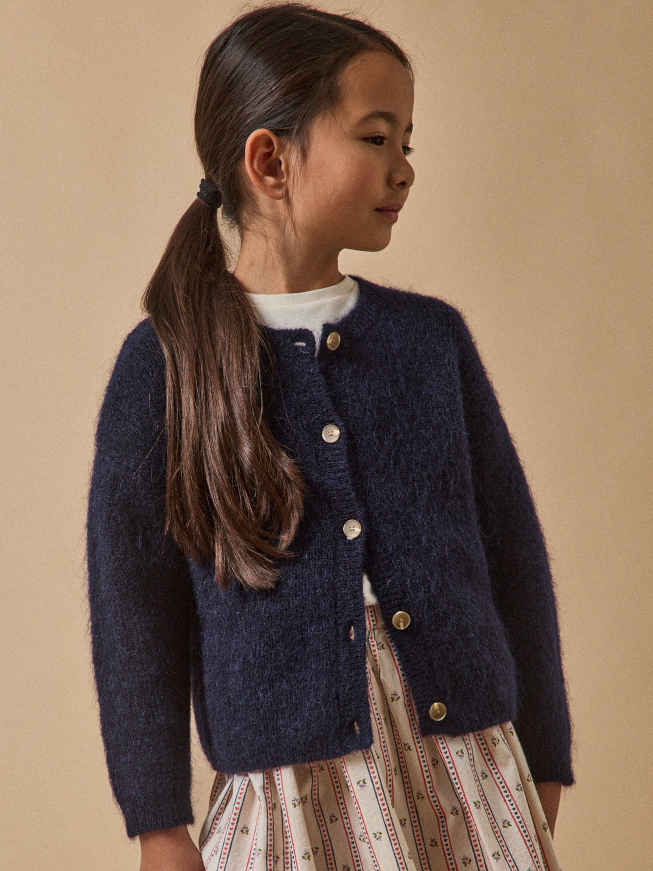 Mädchen-Cardigan mit Wolle und Mohair