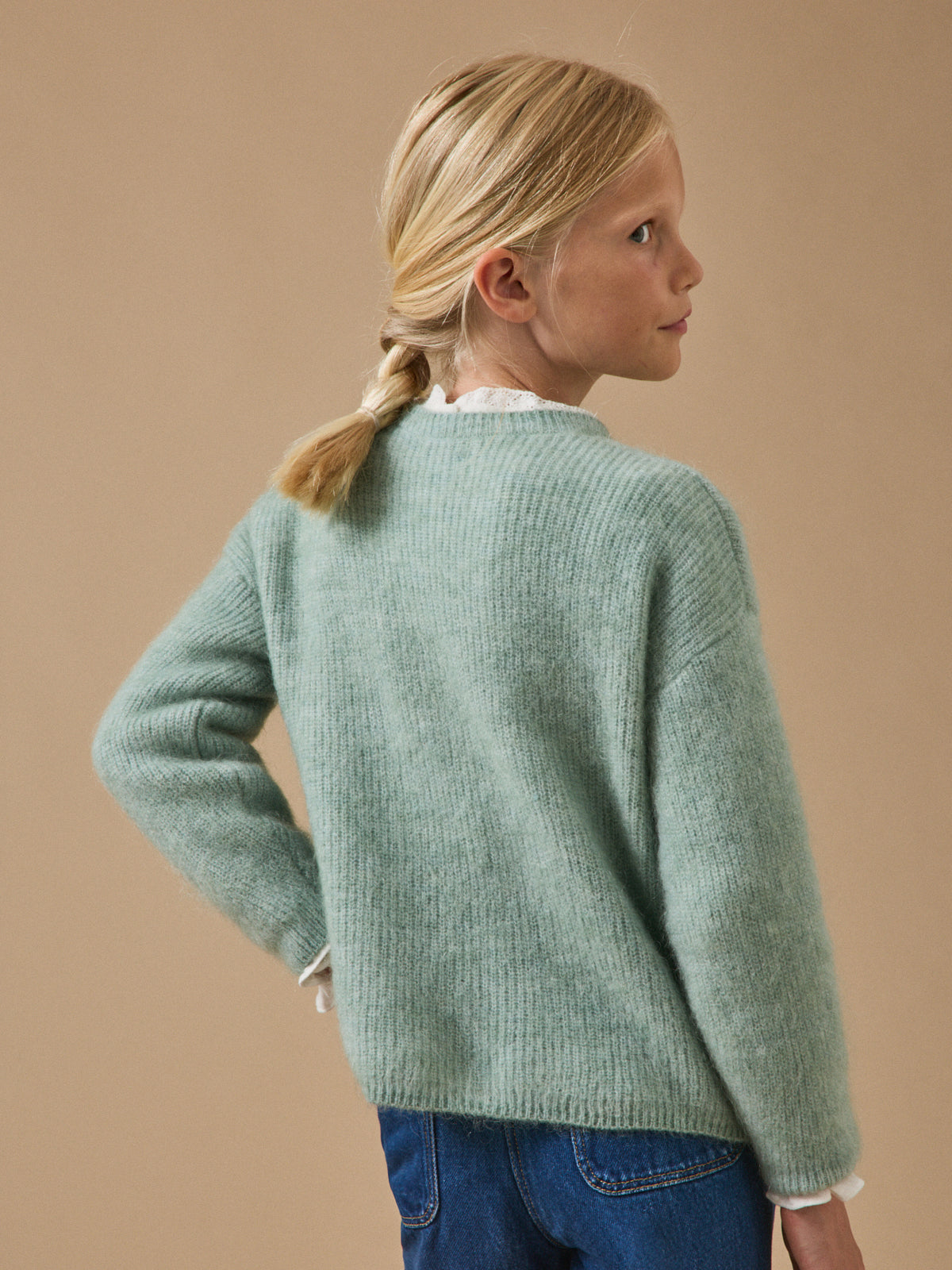 Mädchen-Cardigan mit Wolle und Mohair