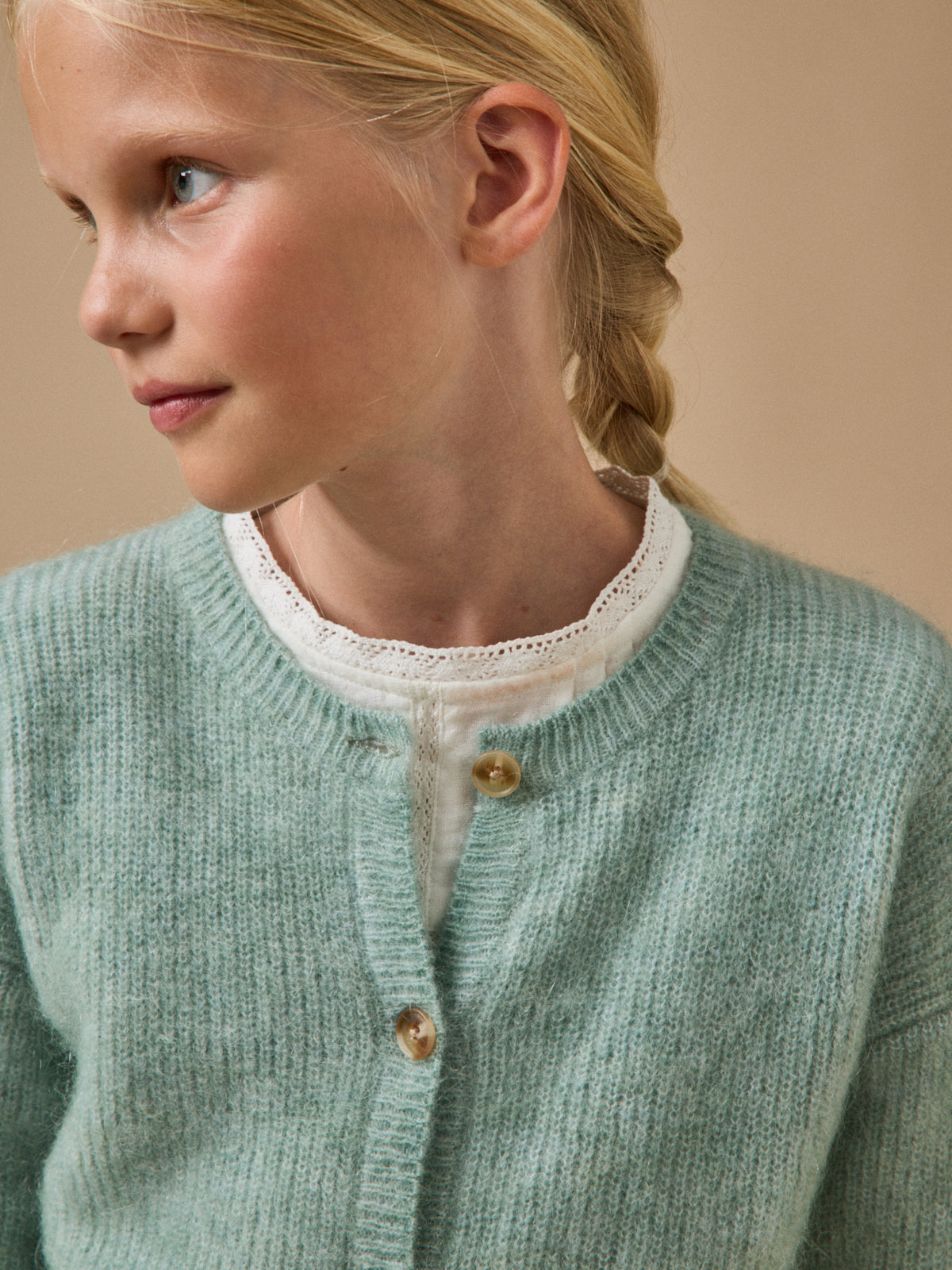 Mädchen-Cardigan mit Wolle und Mohair