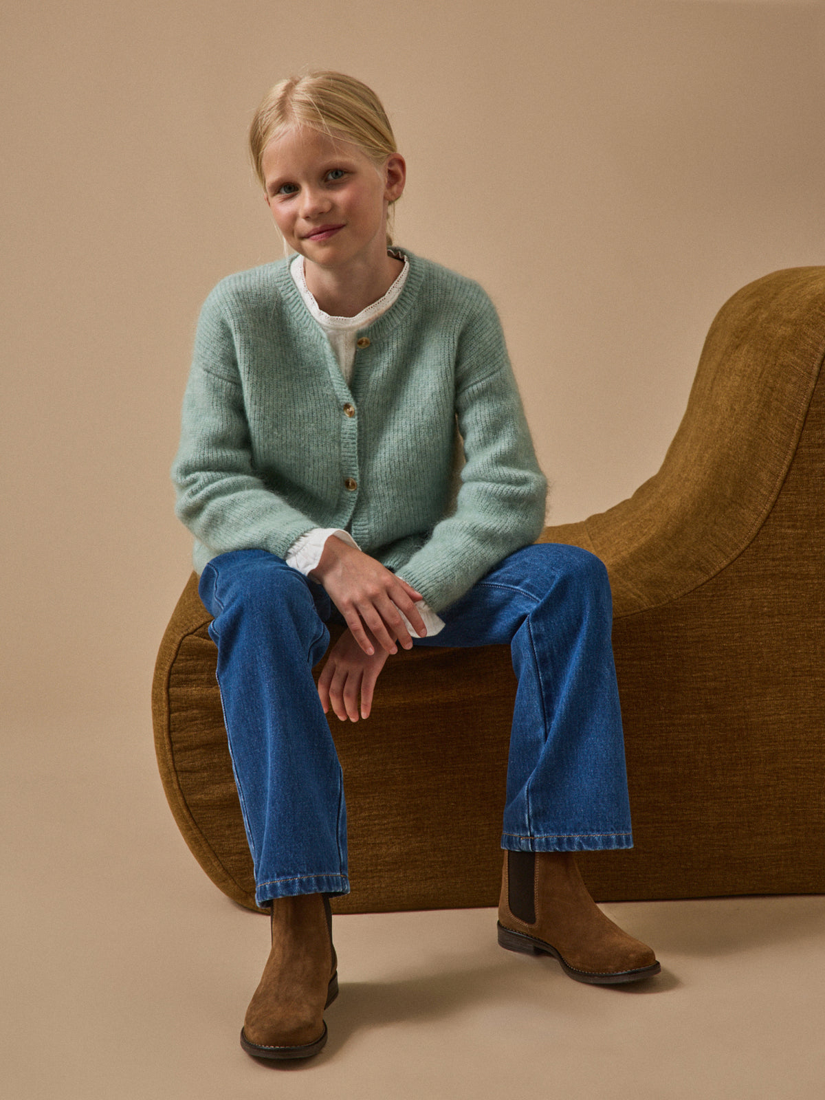 Mädchen-Cardigan mit Wolle und Mohair
