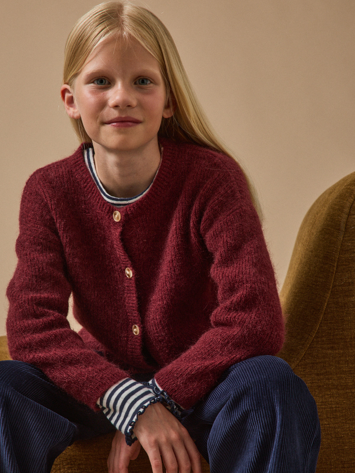 Mädchen-Cardigan mit Wolle und Mohair