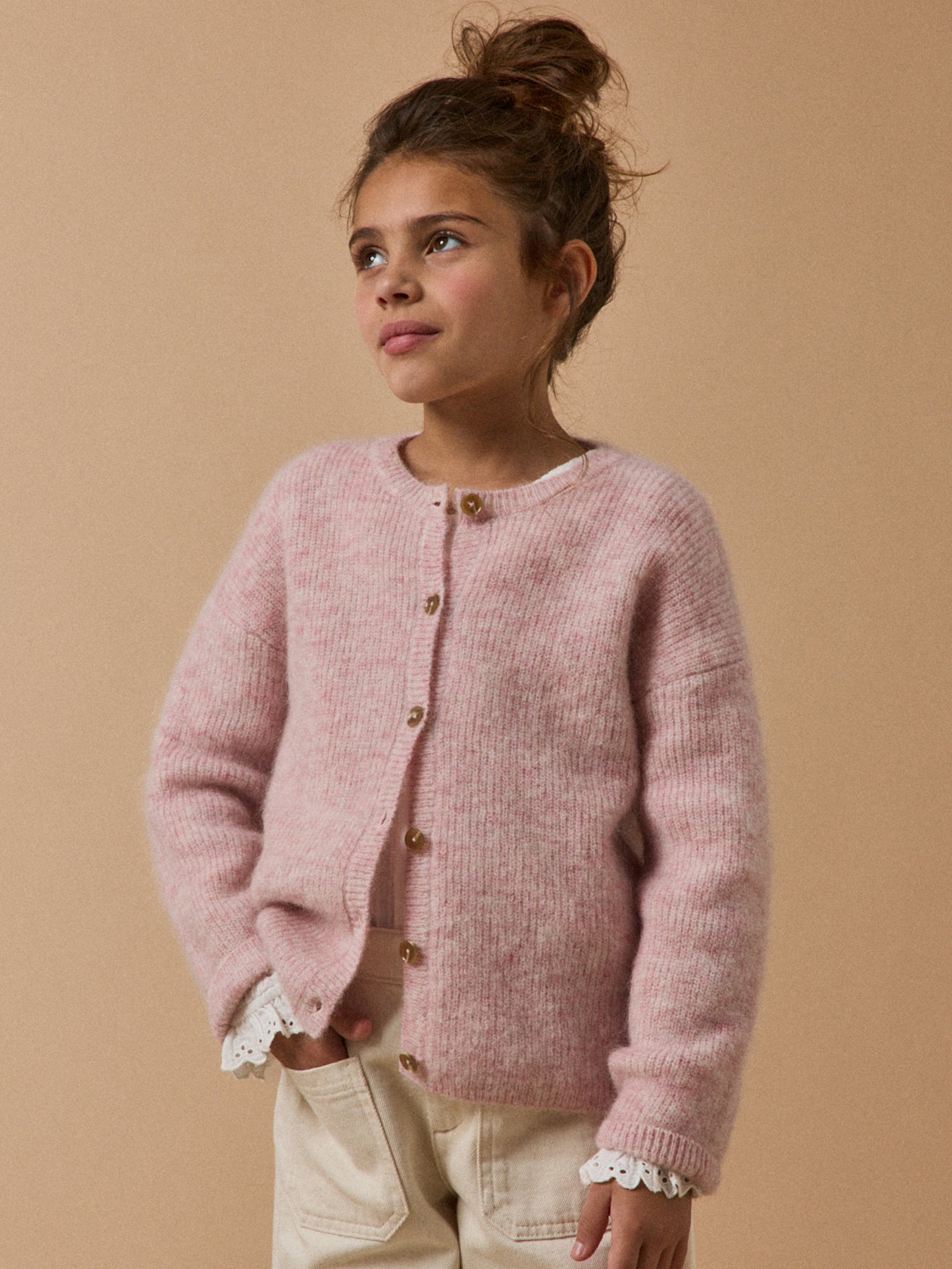 Mädchen-Cardigan mit Wolle und Mohair