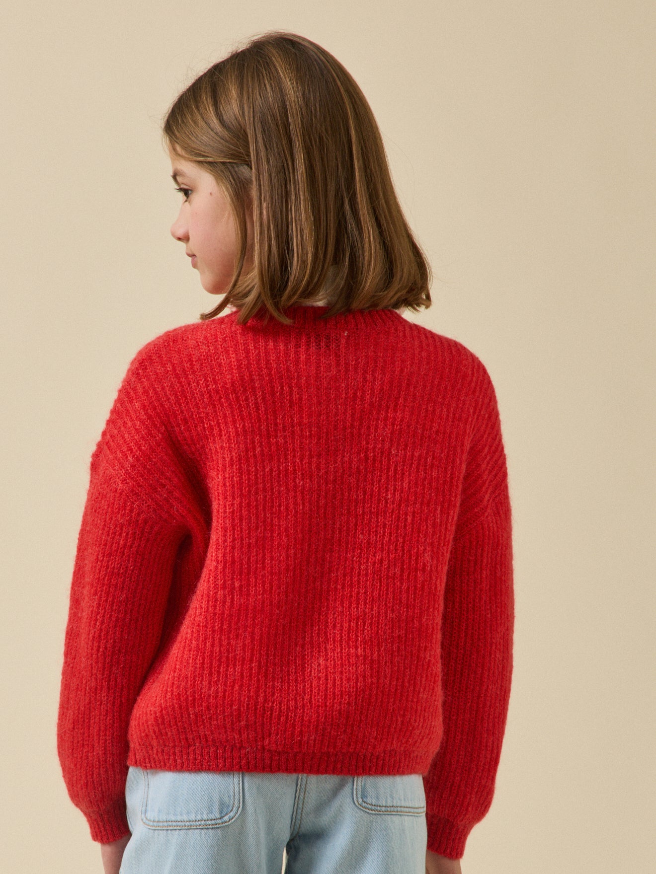 Mädchen-Cardigan mit Wolle und Mohair