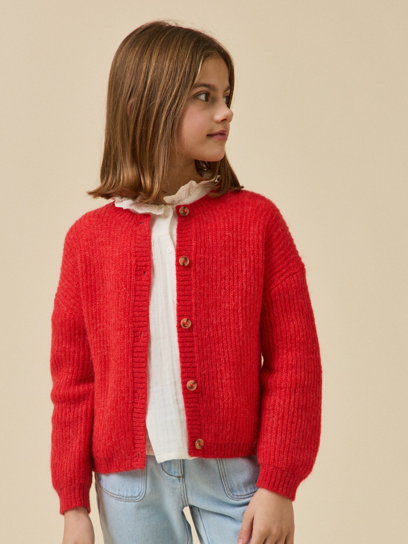 Mädchen-Cardigan mit Wolle und Mohair