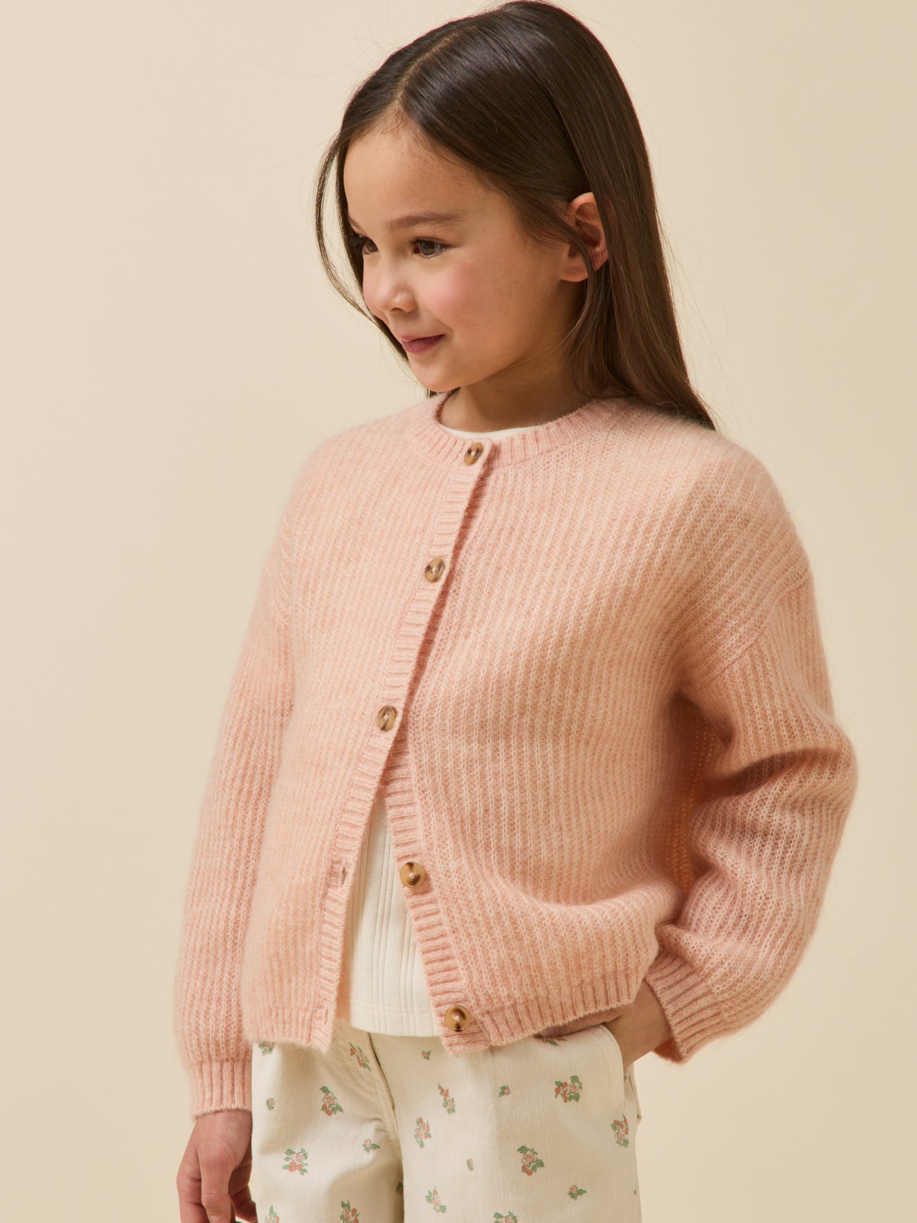 Mädchen-Cardigan mit Wolle und Mohair