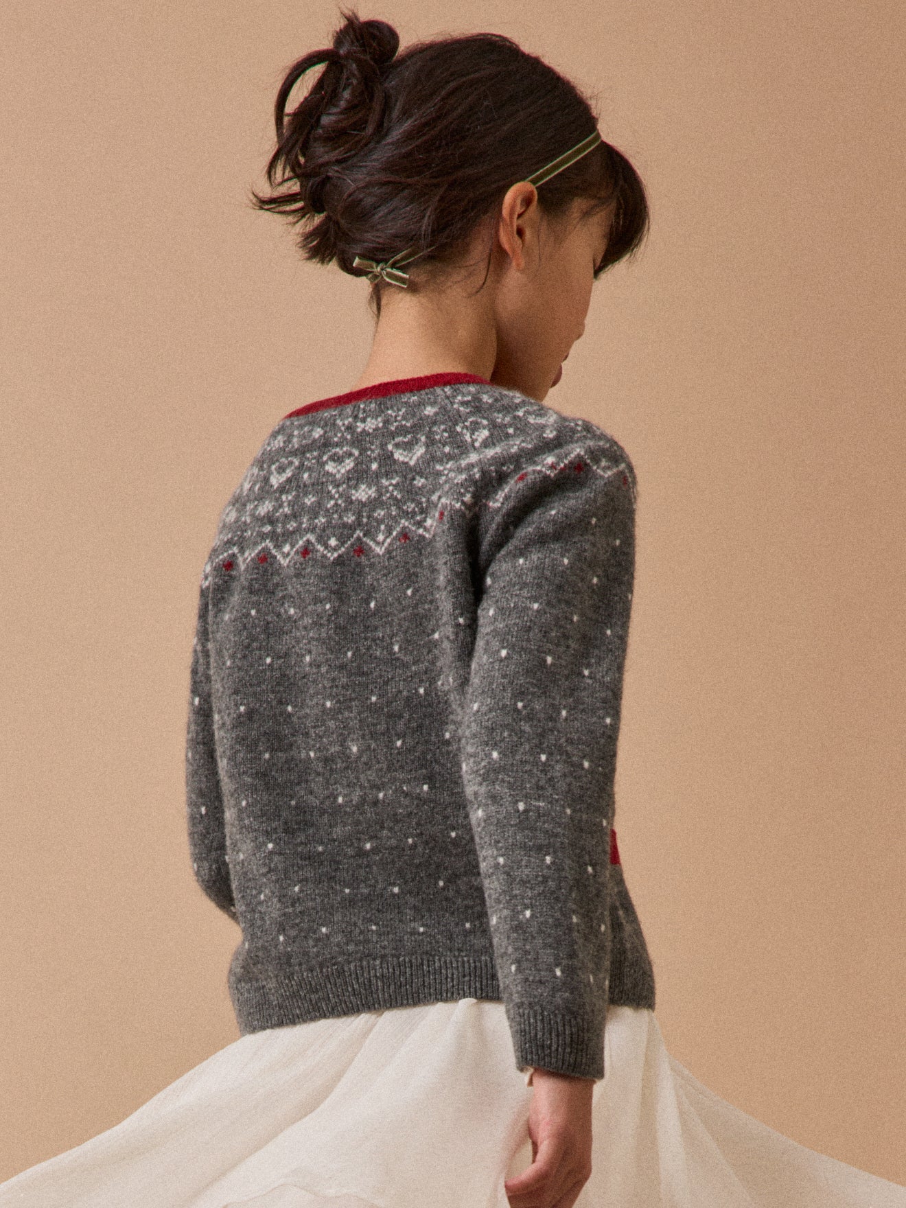 Mädchen-Cardigan aus Wolle mit Jacquard-Muster