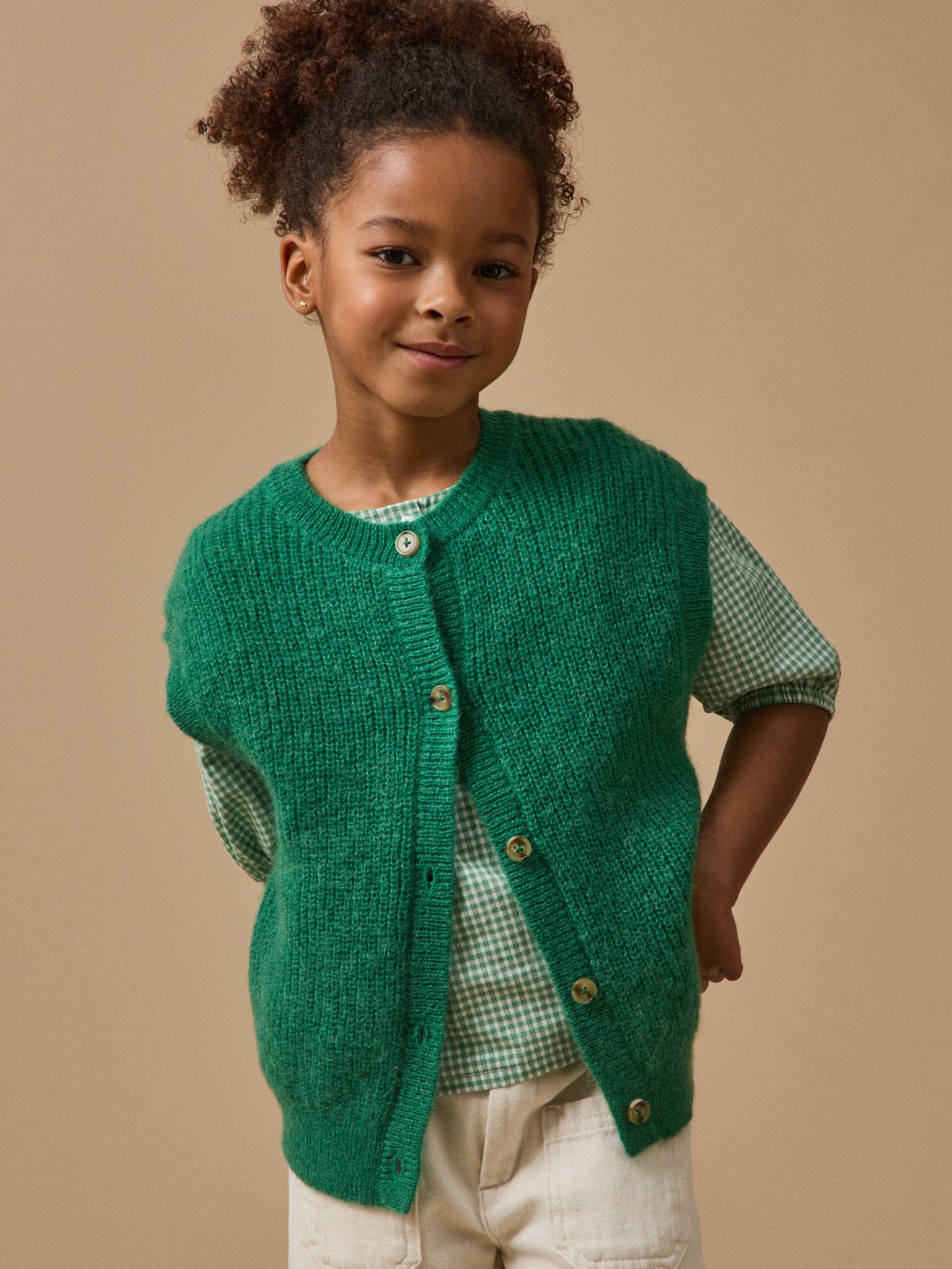 Mädchen-Cardigan aus Wolle und Mohair