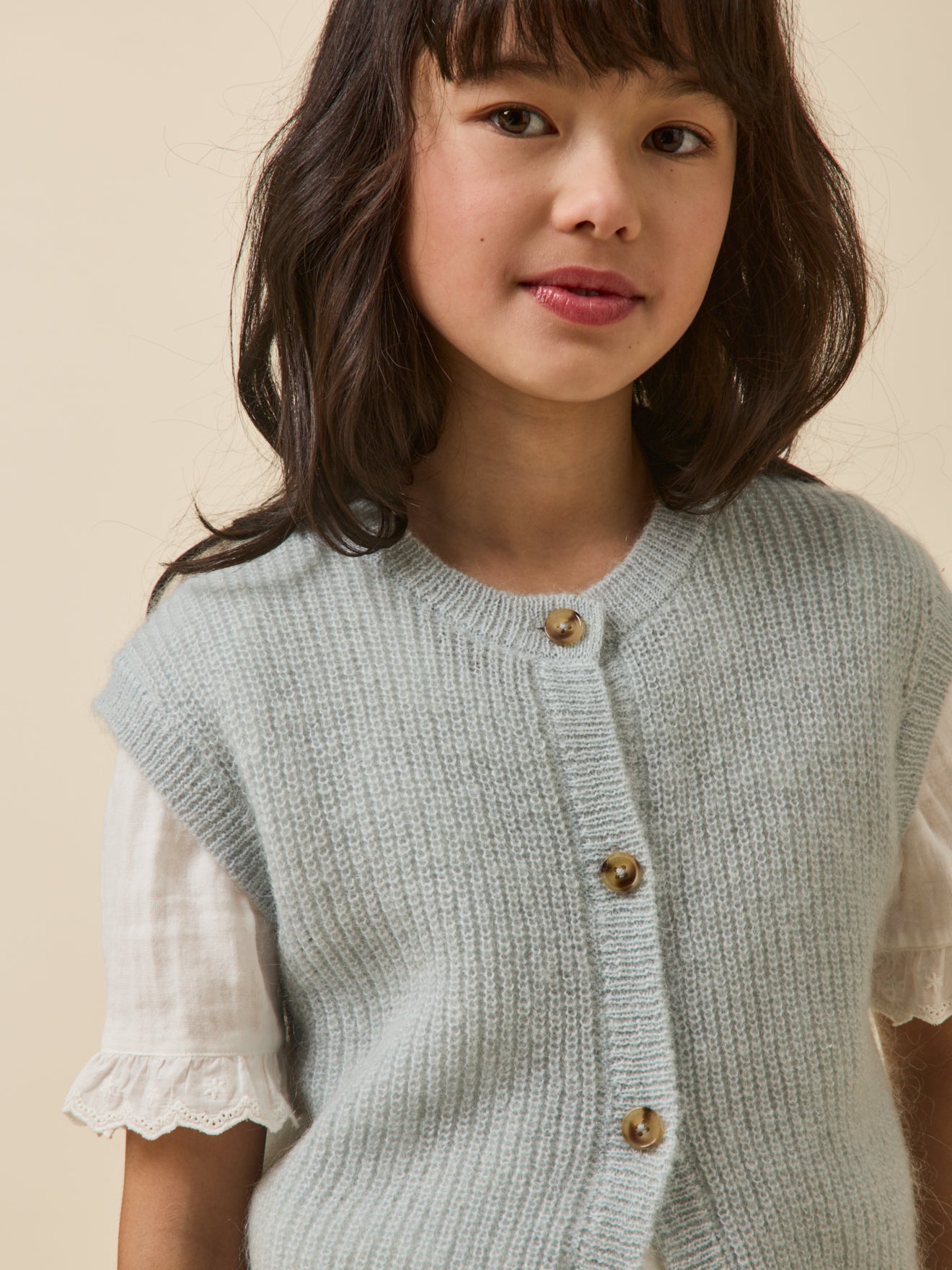 Mädchen-Cardigan aus Wolle und Mohair