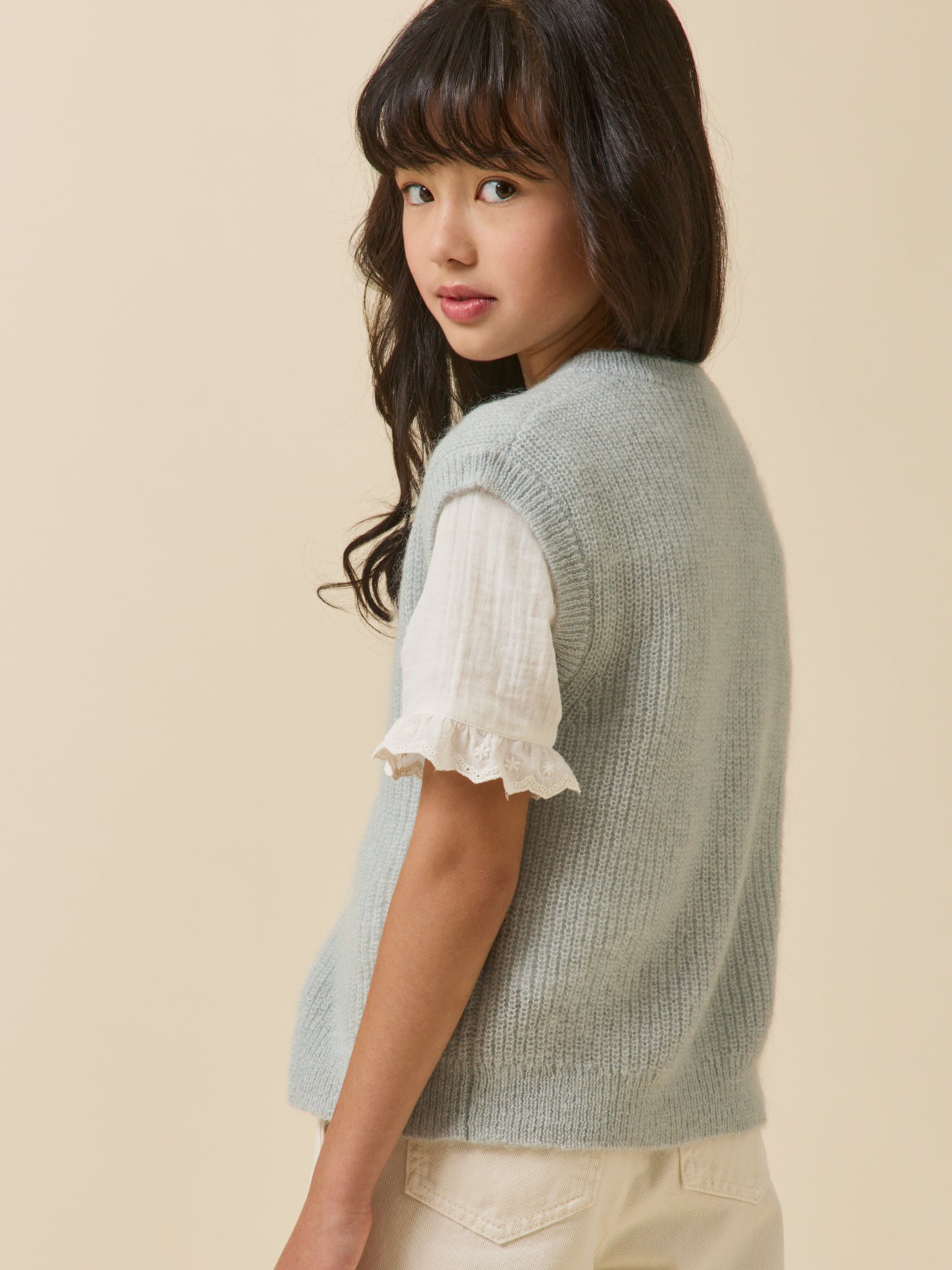 Mädchen-Cardigan aus Wolle und Mohair