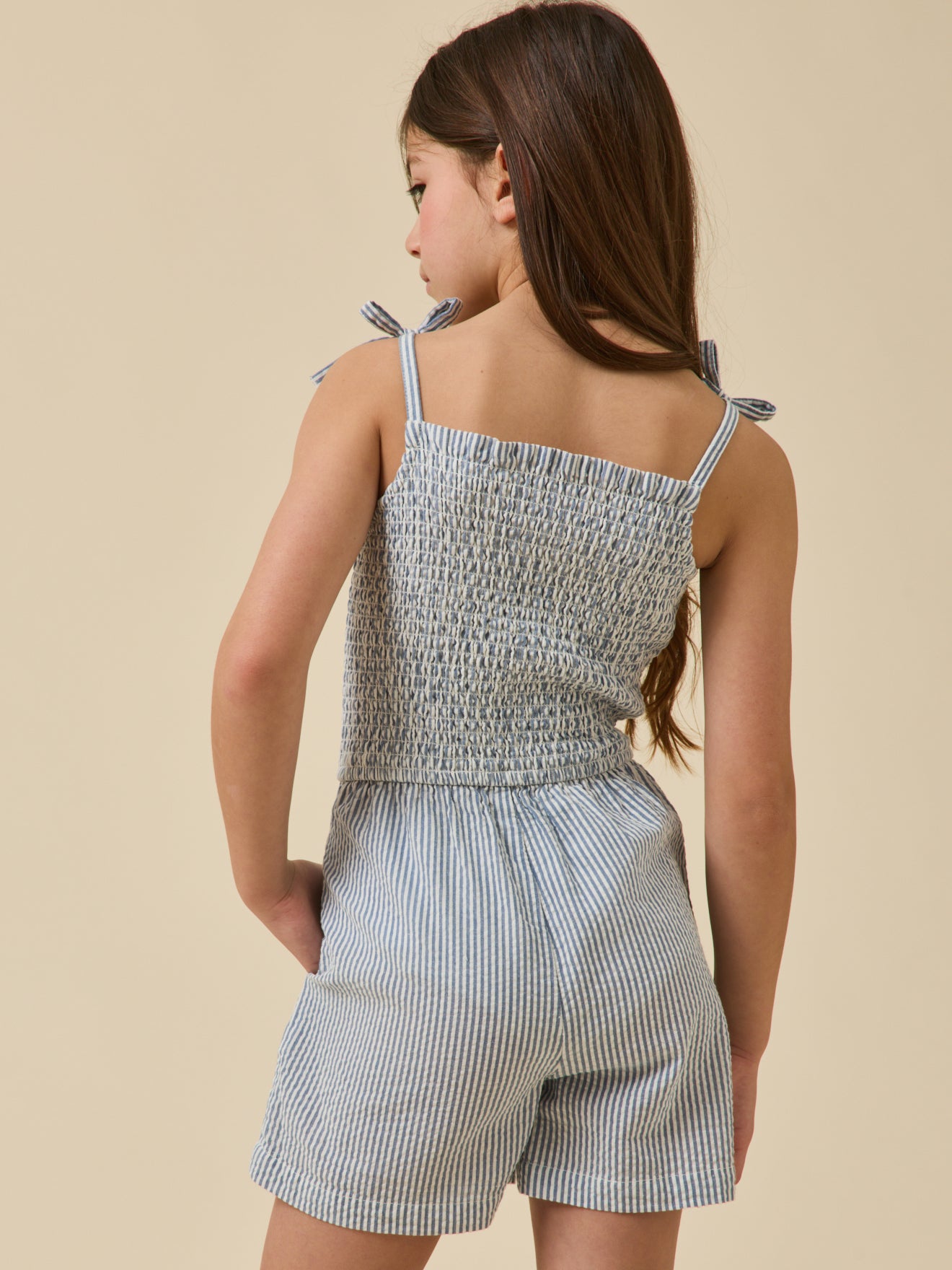 Mädchen-Kurzoverall aus Seersucker