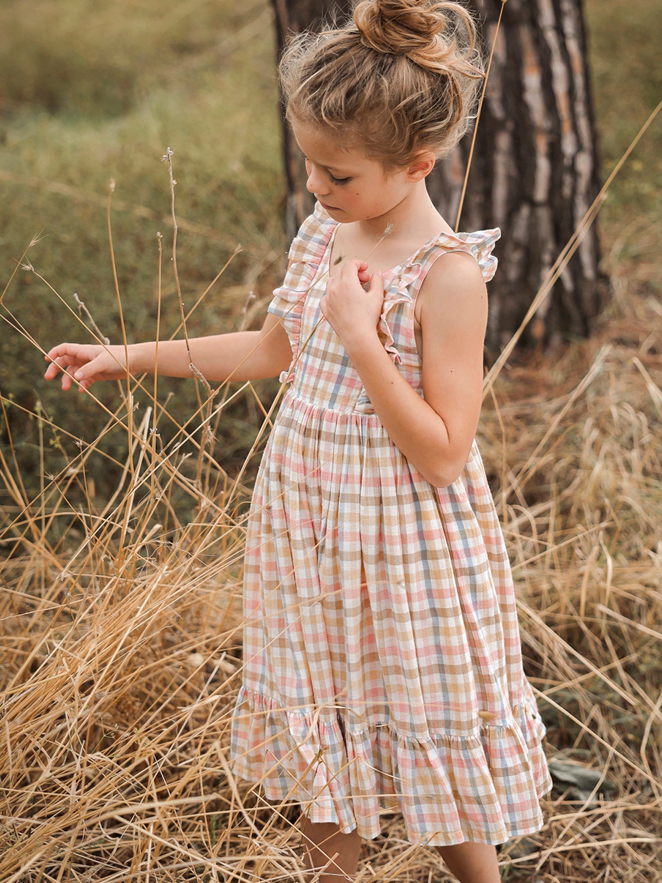 Mädchenkleid mit Karo-Muster