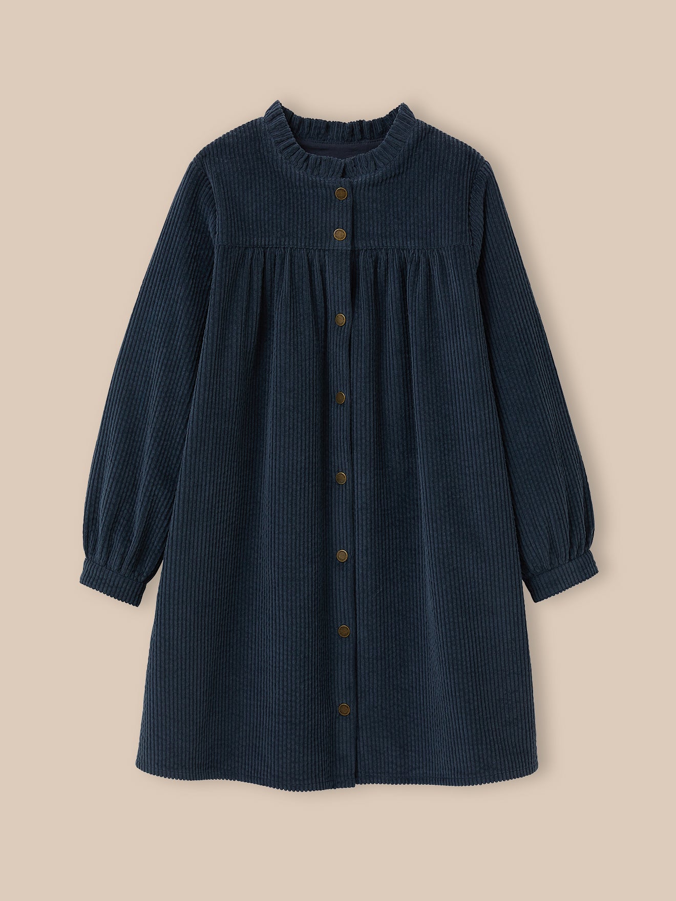 Mädchen-Hemdkleid aus Velours mit Waffelmuster