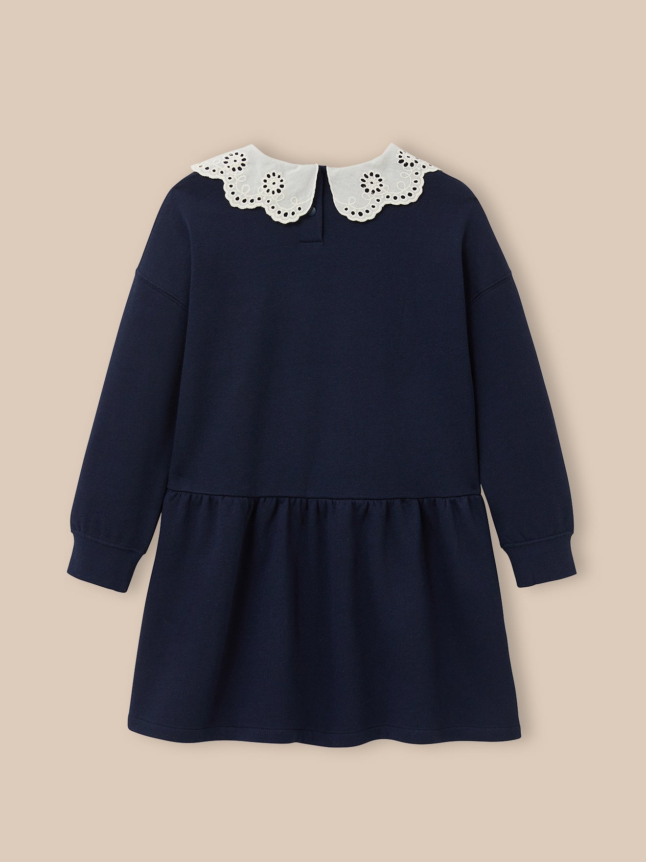 Kleid mit großem besticktem Kragen, Bio-Baumwolle
