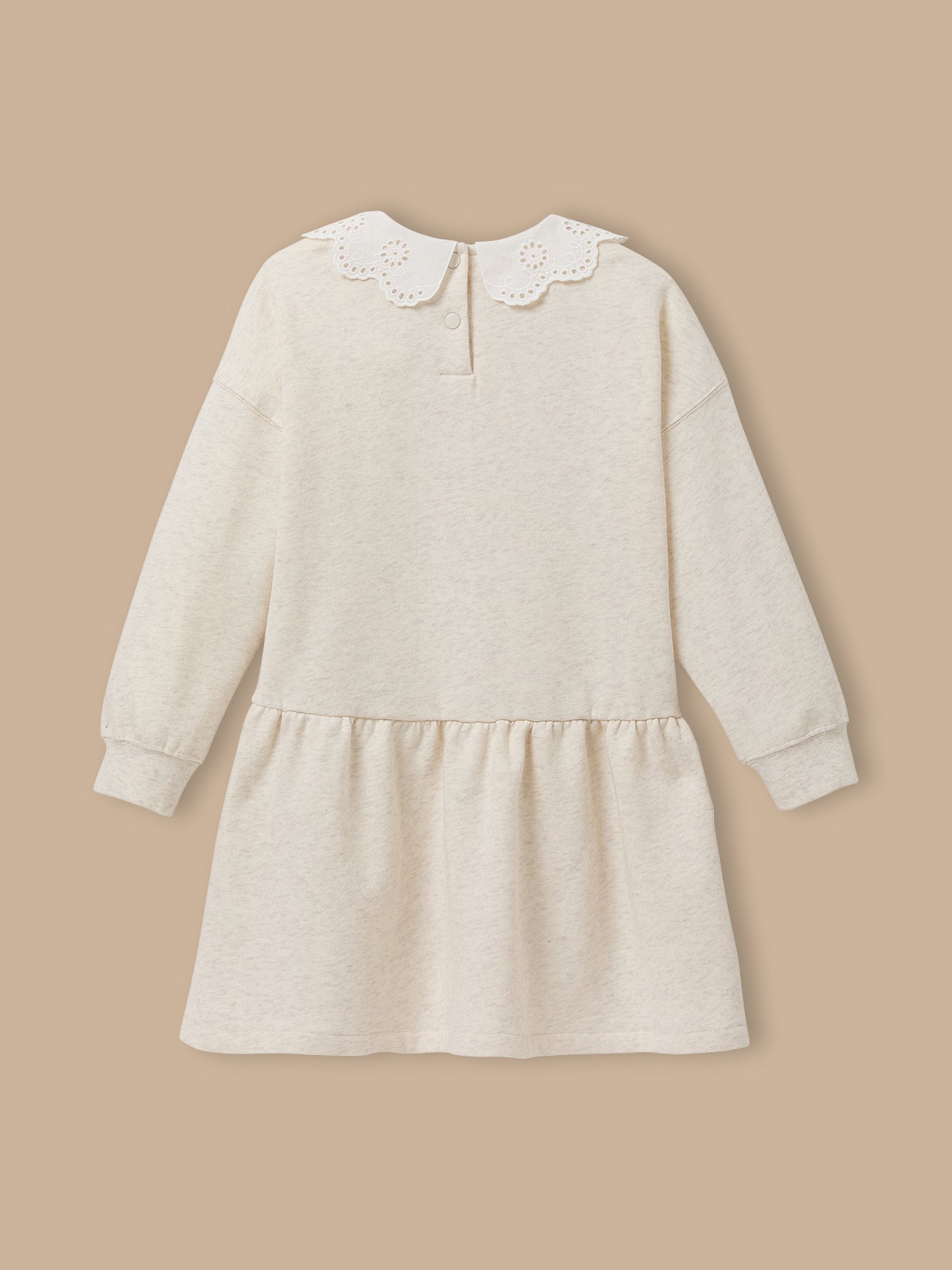 Kleid mit großem besticktem Kragen, Bio-Baumwolle